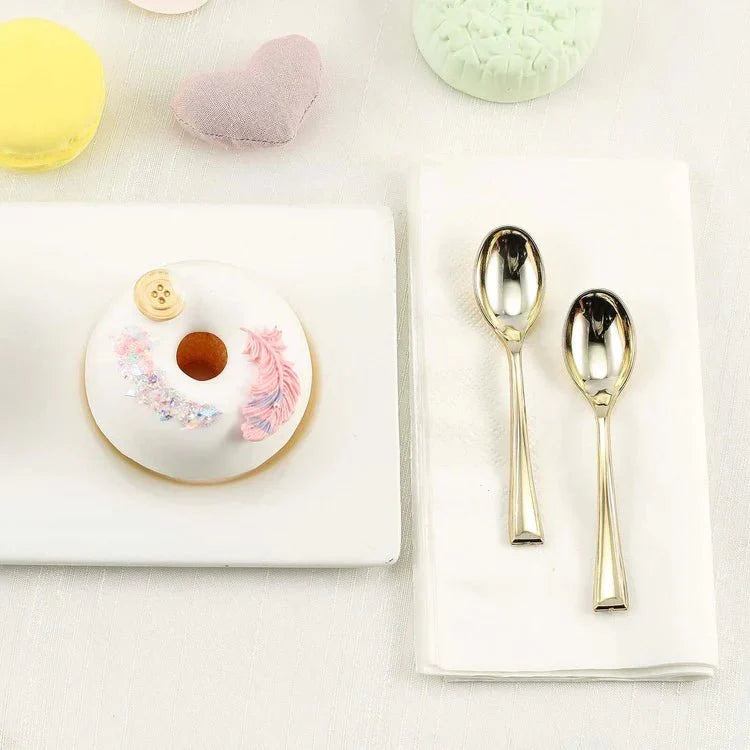 4" Gold Mini Plastic Spoons 24 Pack