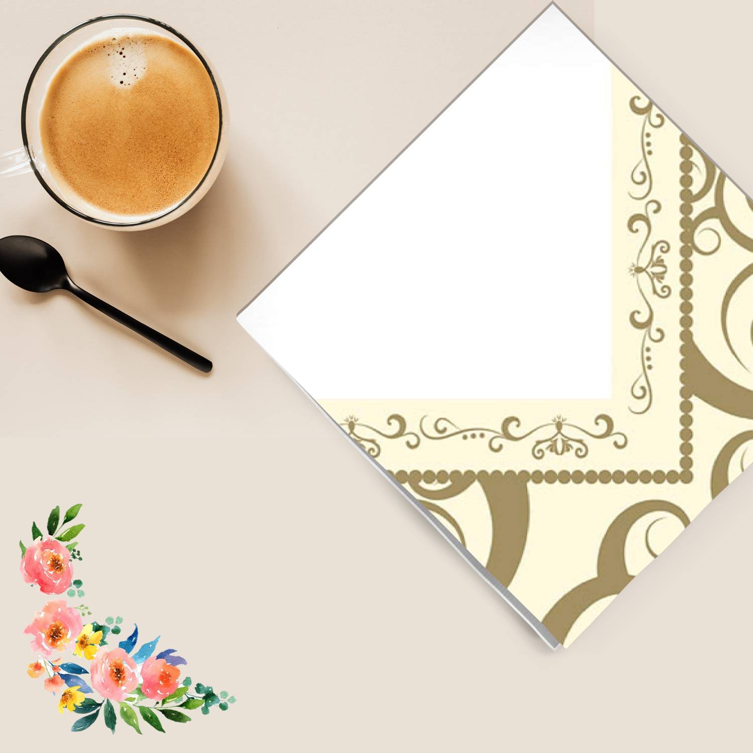 Gold Medley Beverage Napkins 75 Pack