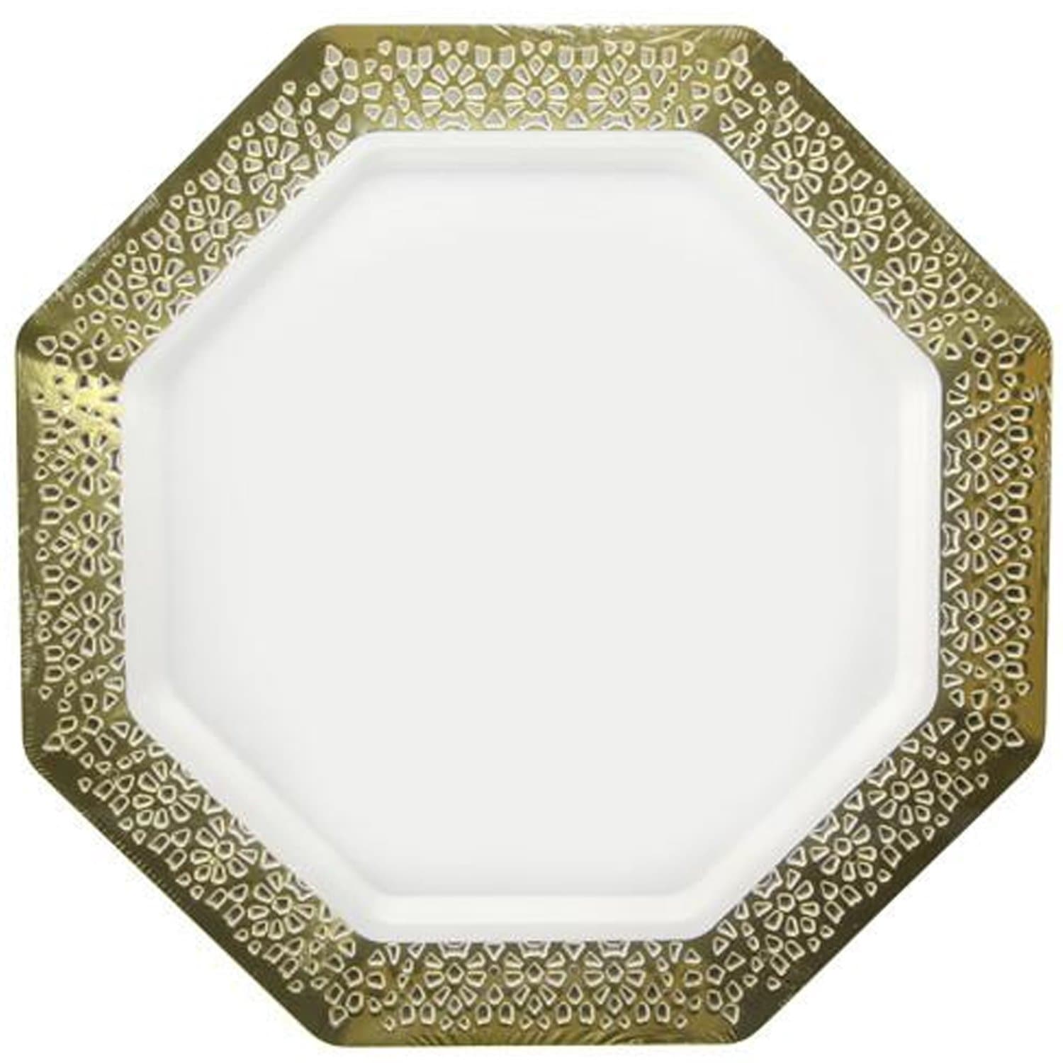 Gold Rim 11" White Plate EXTRA HEAVY WEIGHT Plastic Lacetagon