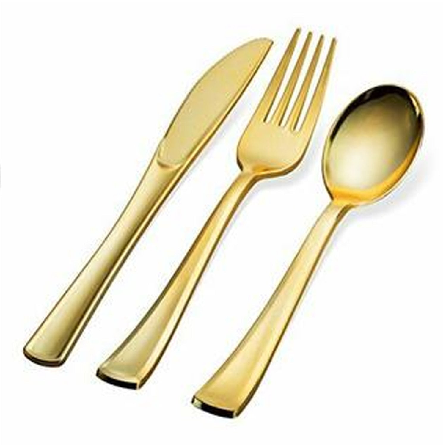 White with Gold Plastic Dinnerware Set- Value Pack- Hammered