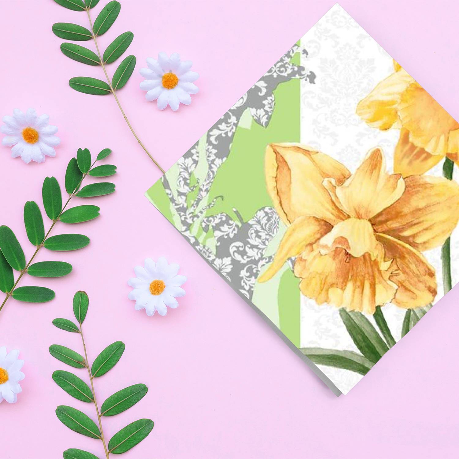 Golden Blooms Lunch Paper Napkins 20 Pack
