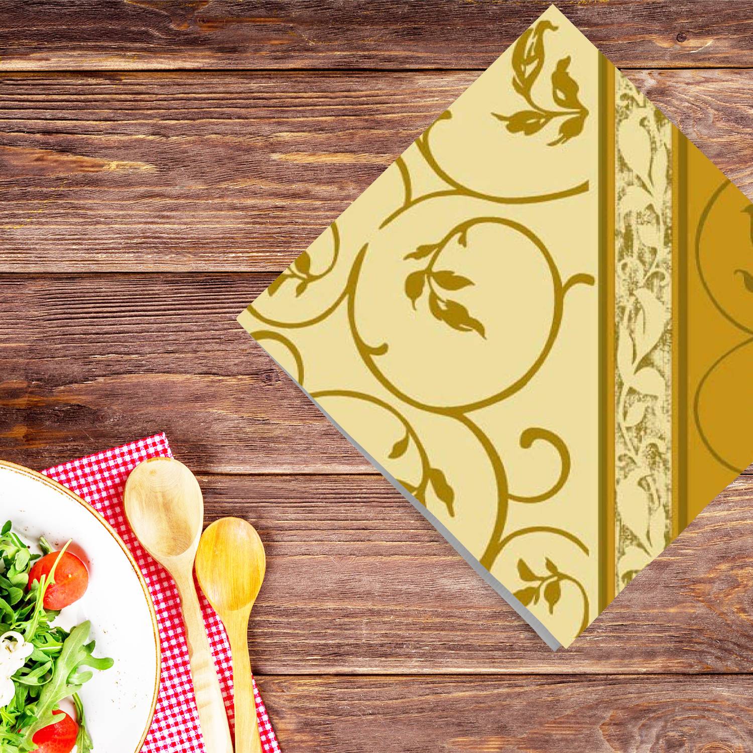 Golden Curlicue  Lunch Paper Napkins 20 Pack