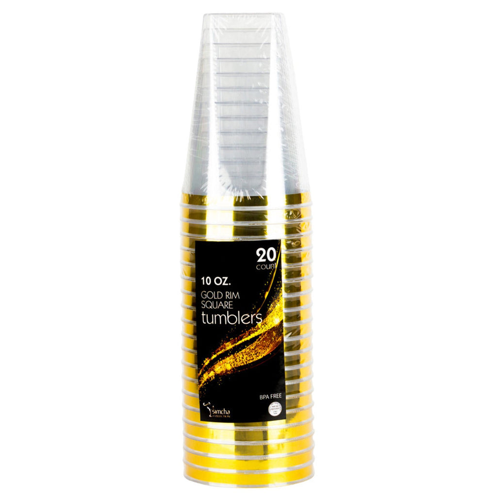 10oz Tumblers Plastic Cups Gold Square Rim