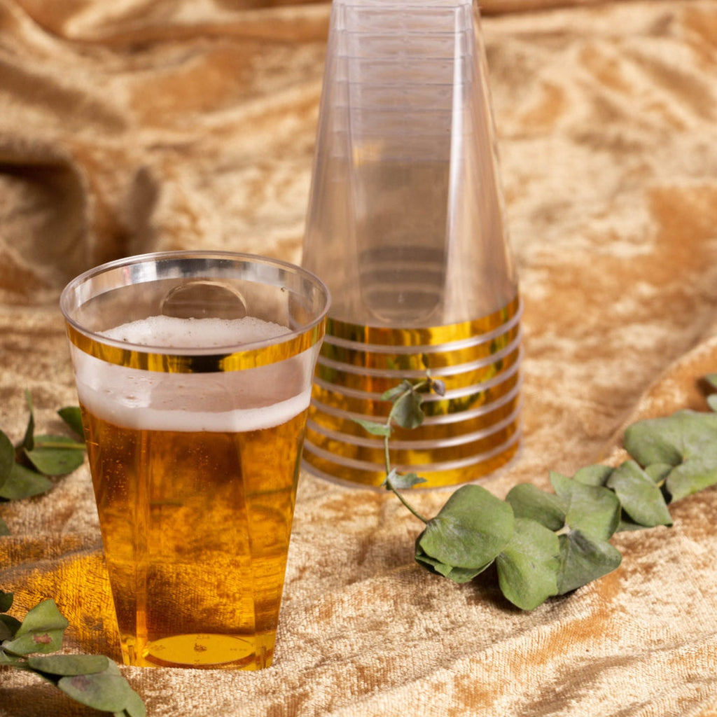 10oz Tumblers Plastic Cups Gold Square Rim