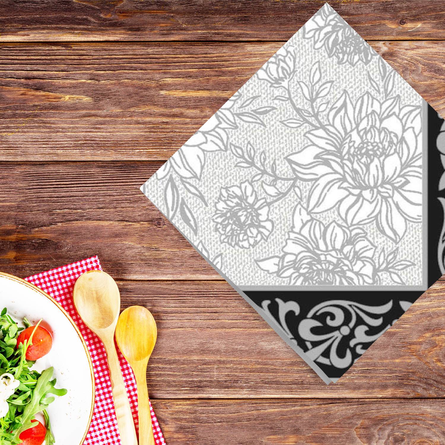 Grey Petal Pride Lunch Paper Napkins 20 Pack