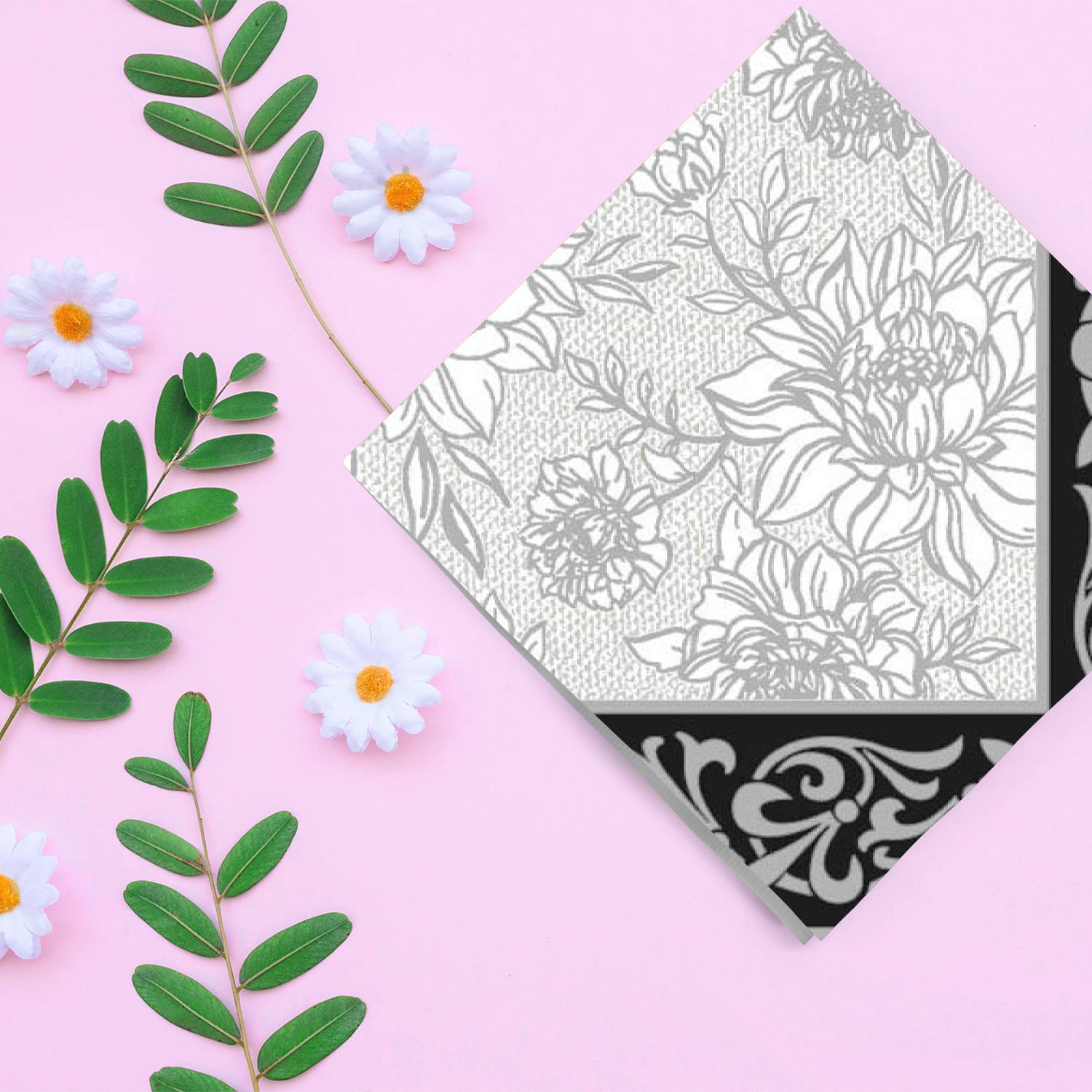 Grey Petal Pride Lunch Paper Napkins 20 Pack
