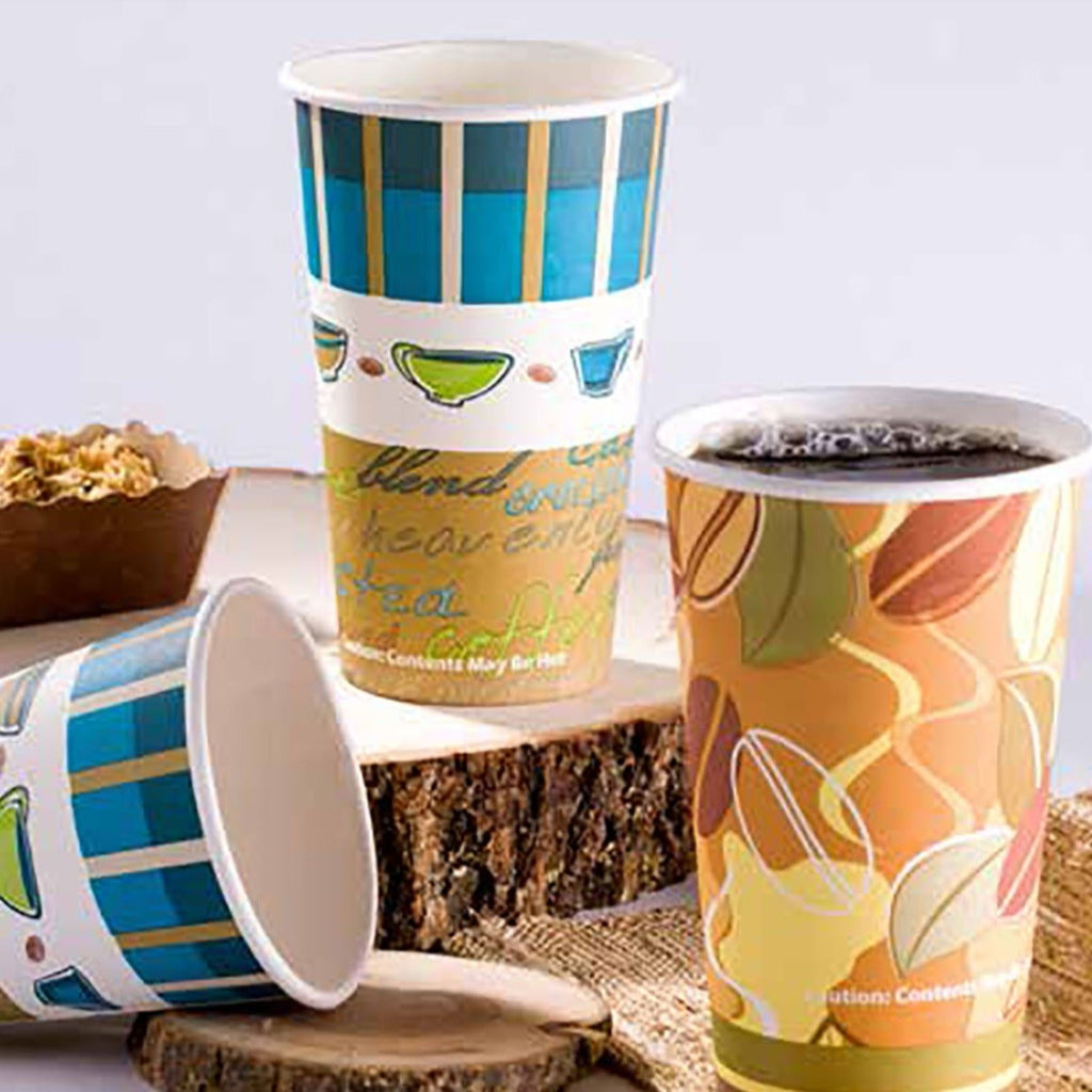 *WHOLESALE* 12oz Paper Cups Coffee Bean Pattern Hot/Cold 960/Case
