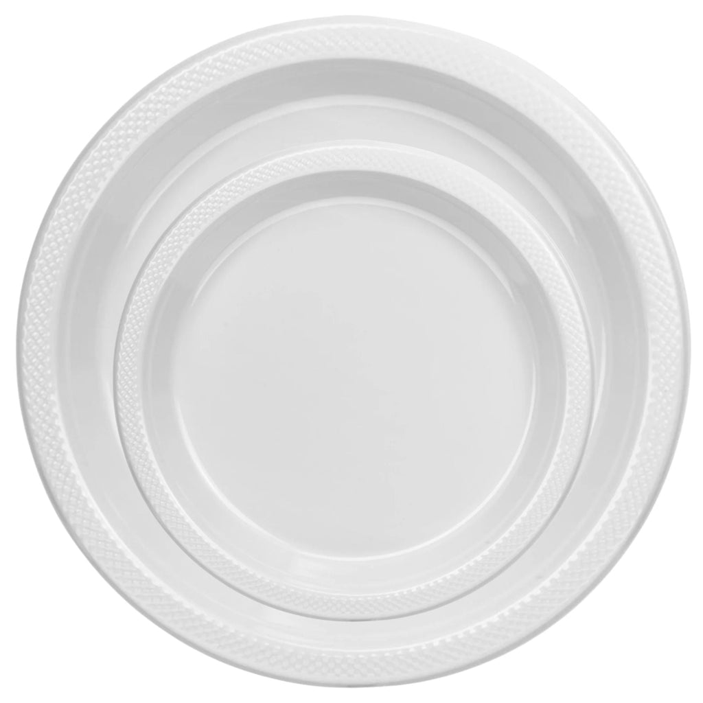 10" & 7" White Disposable Plastic Plates Combo Set