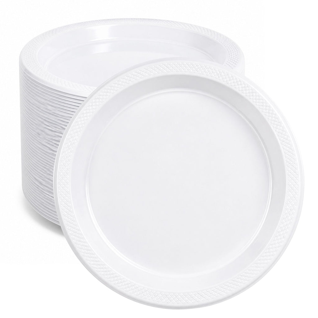 *BUY BULK* 10" Plates White Heavy Weight Plastic Disposable