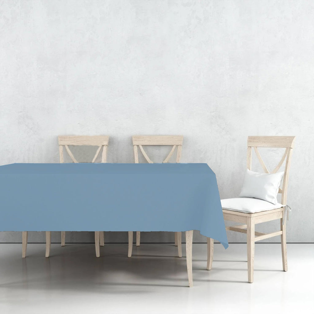 54" x 108" Light Blue Rectangle Disposable Plastic Premium Tablecloth Heavyweight