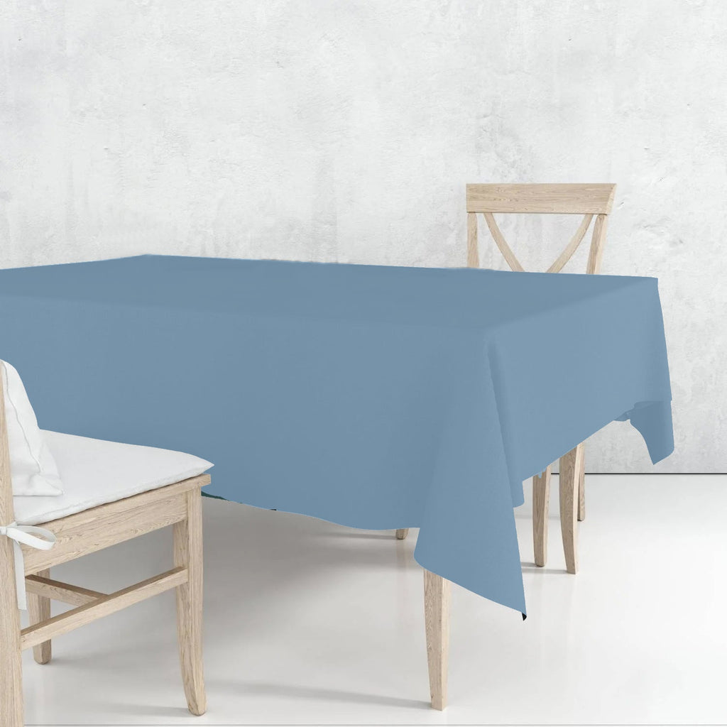 54" x 108" Light Blue Rectangle Disposable Plastic Premium Tablecloth Heavyweight