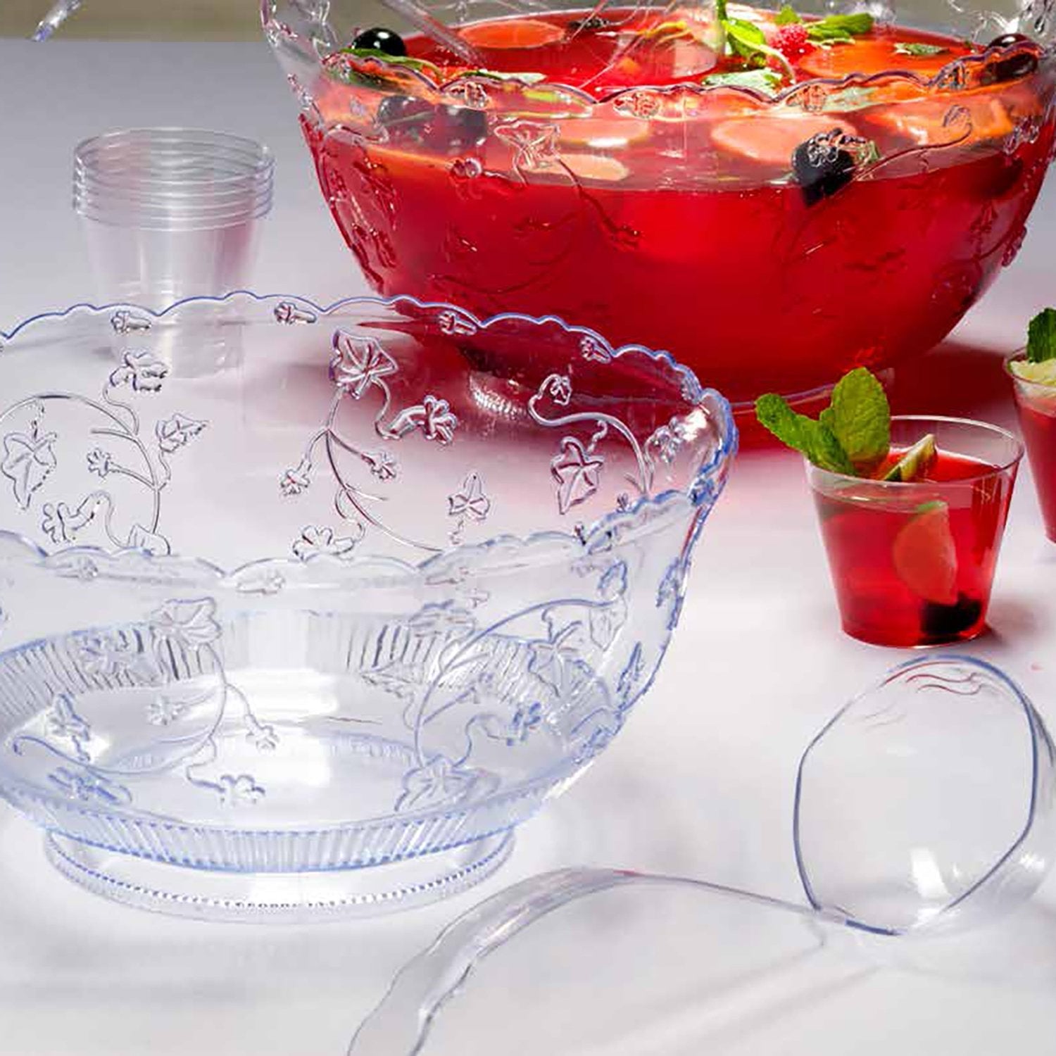 8 Quart Clear Premium EXTRA Heavy Weight Plastic Punch Bowl