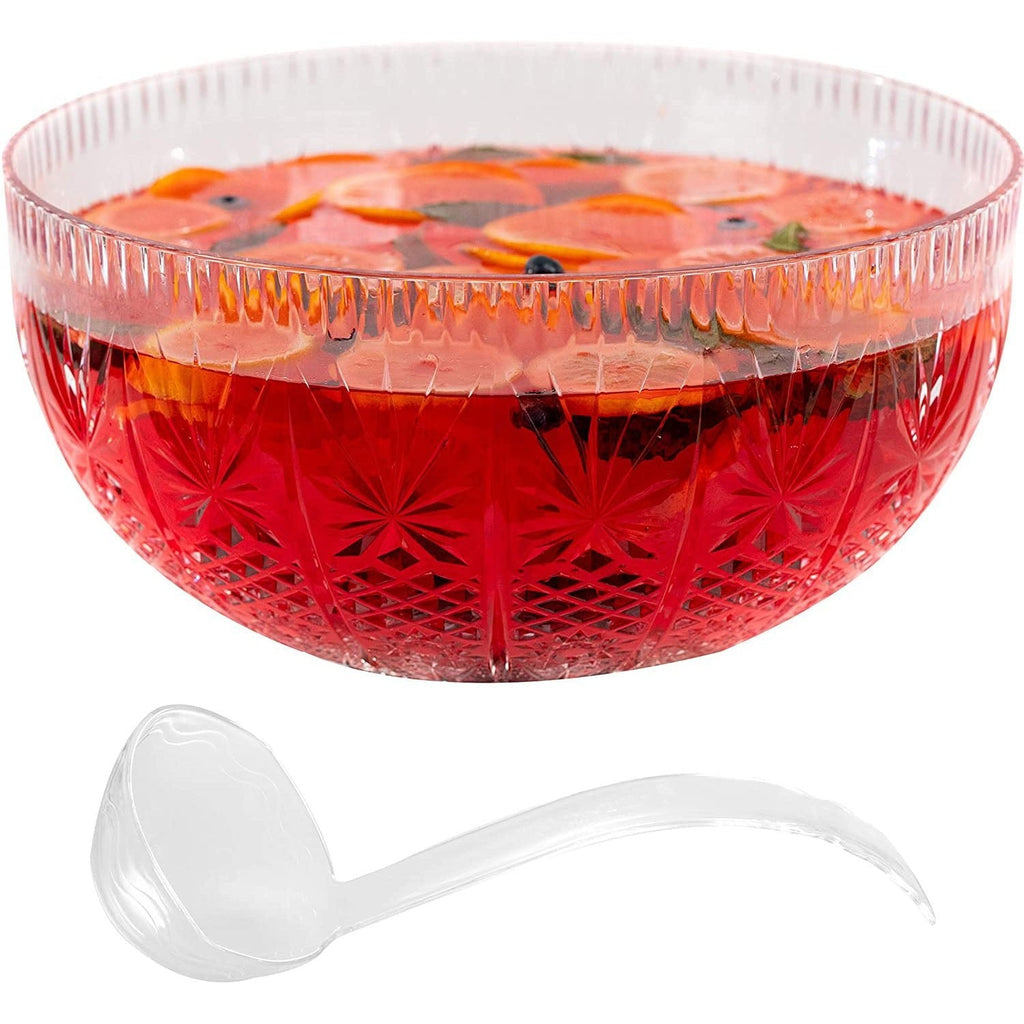 12 Quart Premium EXTRA Heavy Weight Plastic CRYSTAL Clear Punch Bowl