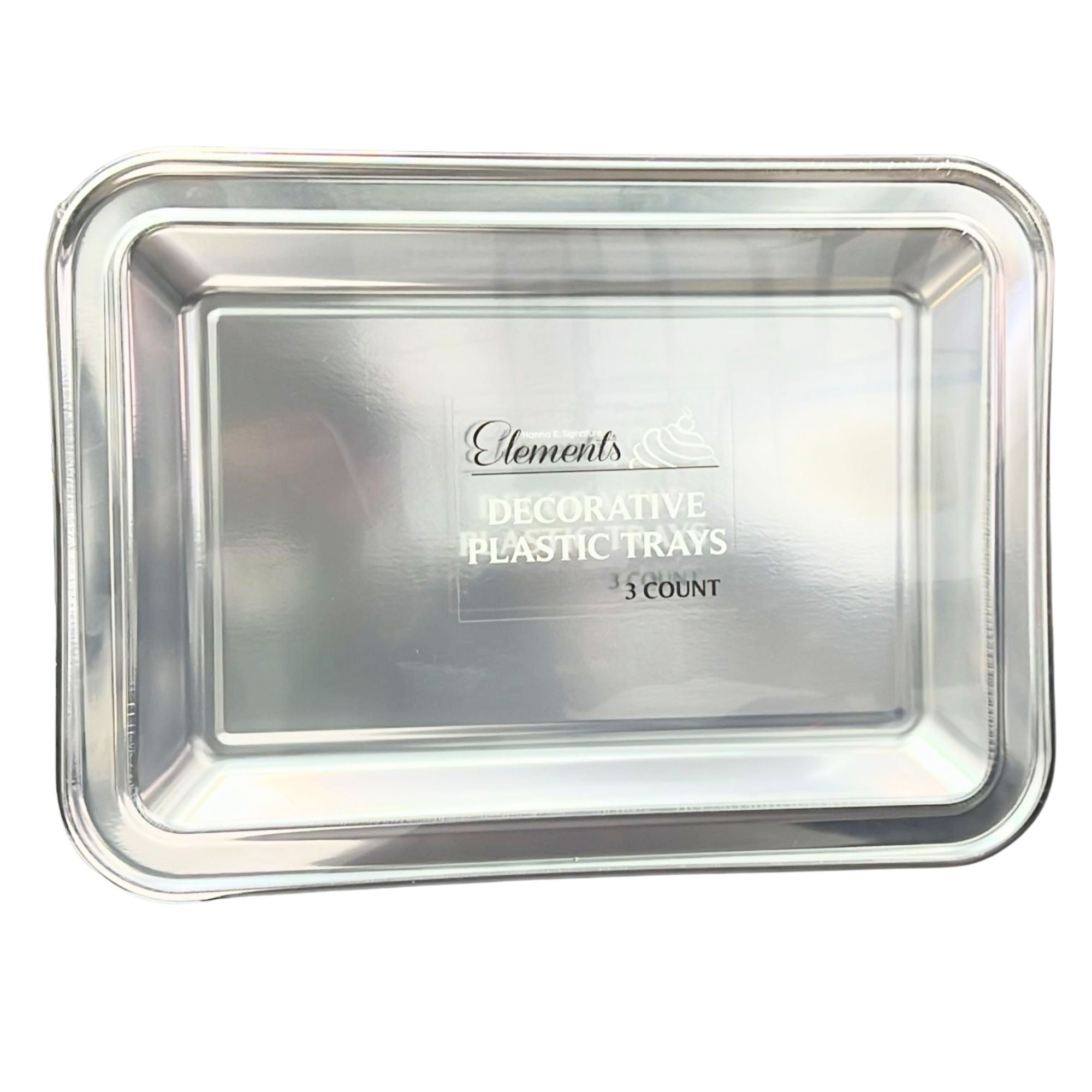 17.75X12.75 Silver Rectangle Metallic Serving Disposable Plastic Tray,