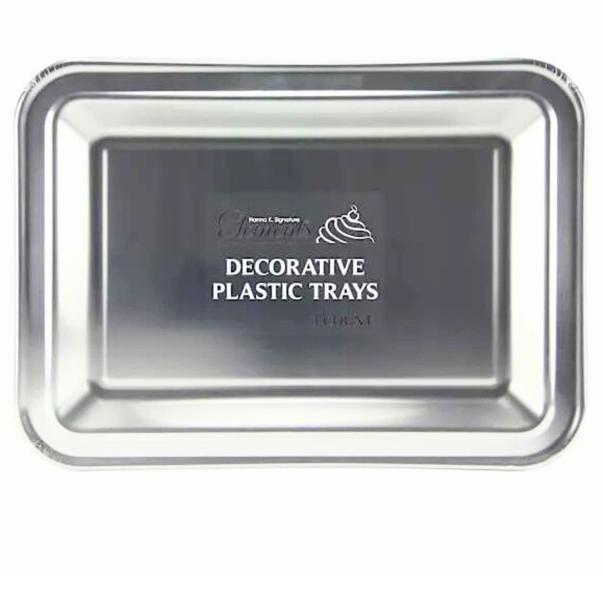 17.75X12.75 Silver Rectangle Metallic Serving Disposable Plastic Tray,