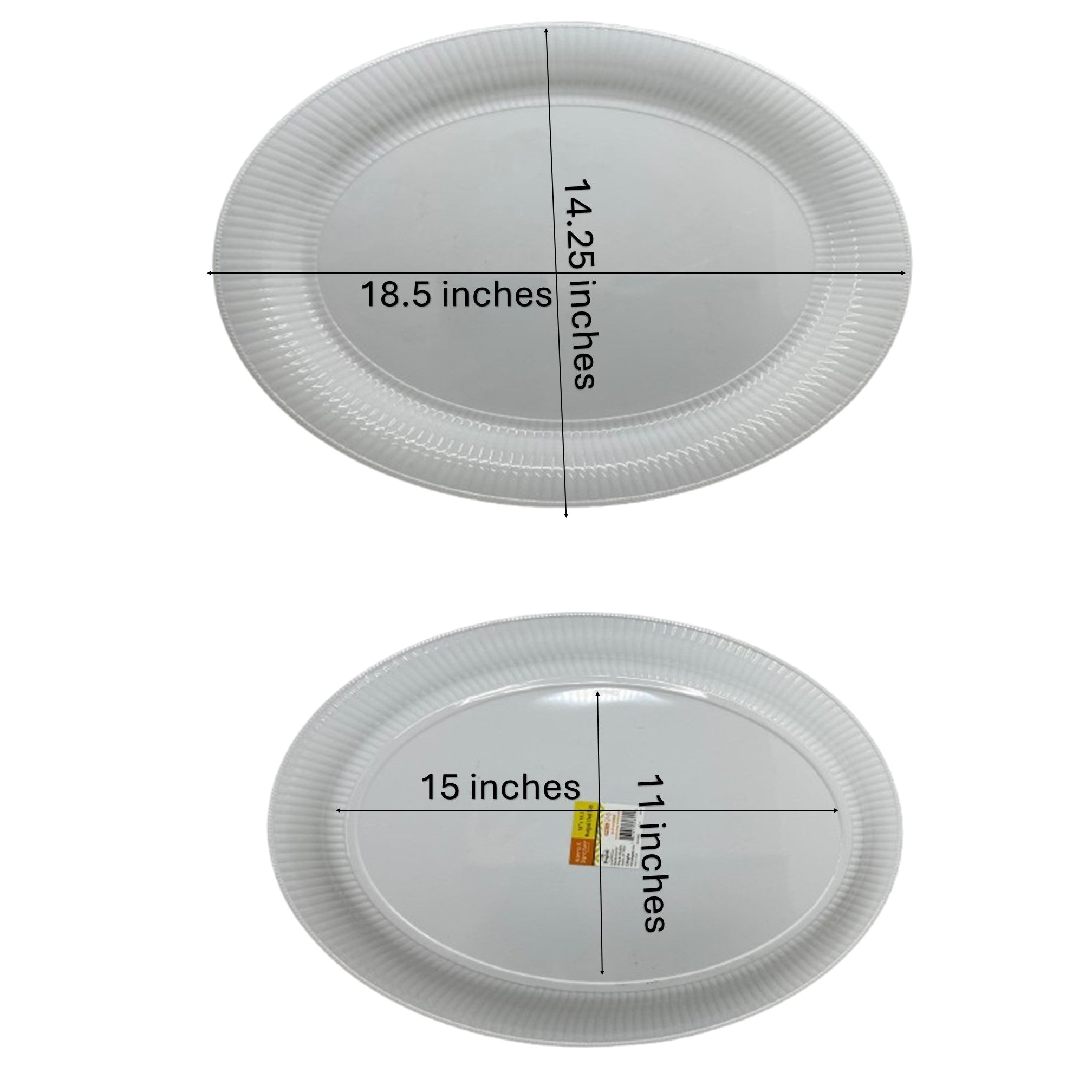 14.25"X 18.5'' Oval Tray White Heavy Weight Plastic