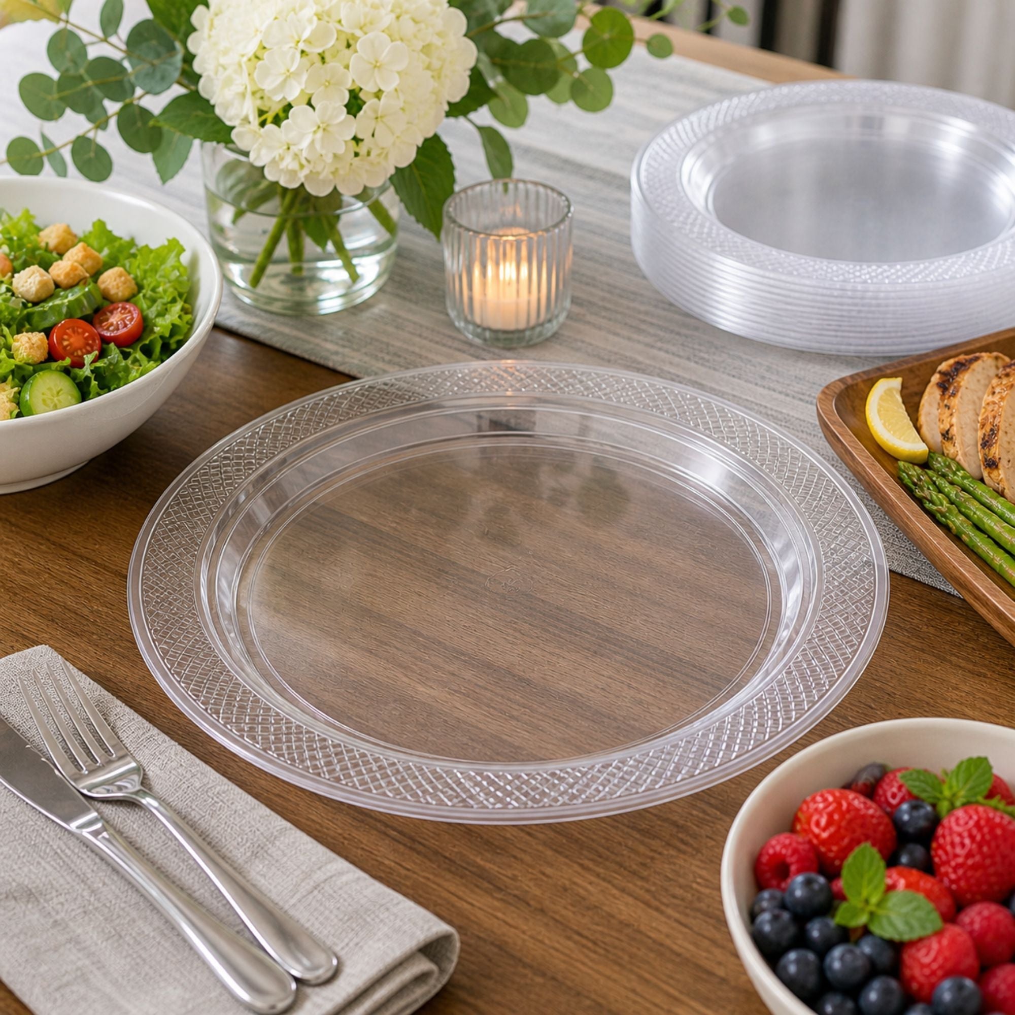 *BUY BULK* 10" Plates Clear Heavy Weight Plastic Disposable