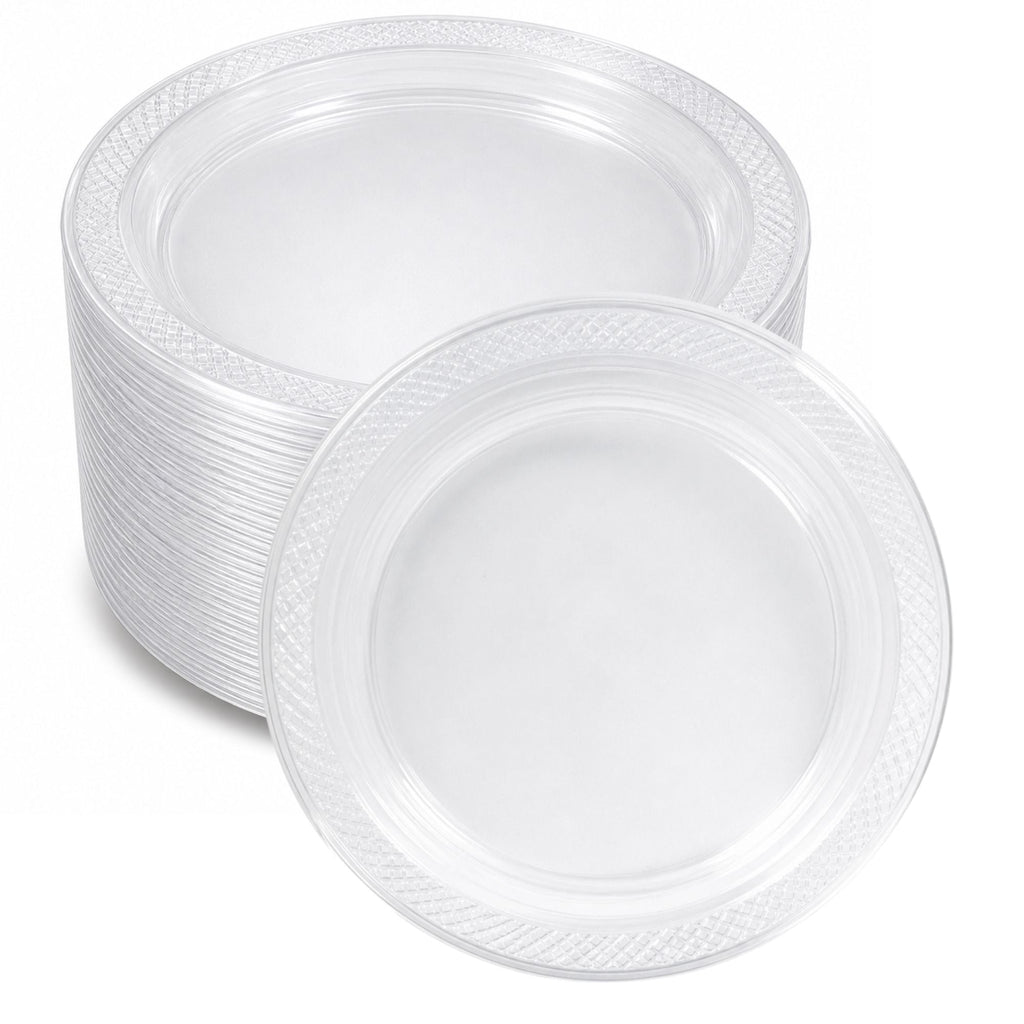 *BUY BULK* 9" Plates Clear Heavyweight Plastic Disposable
