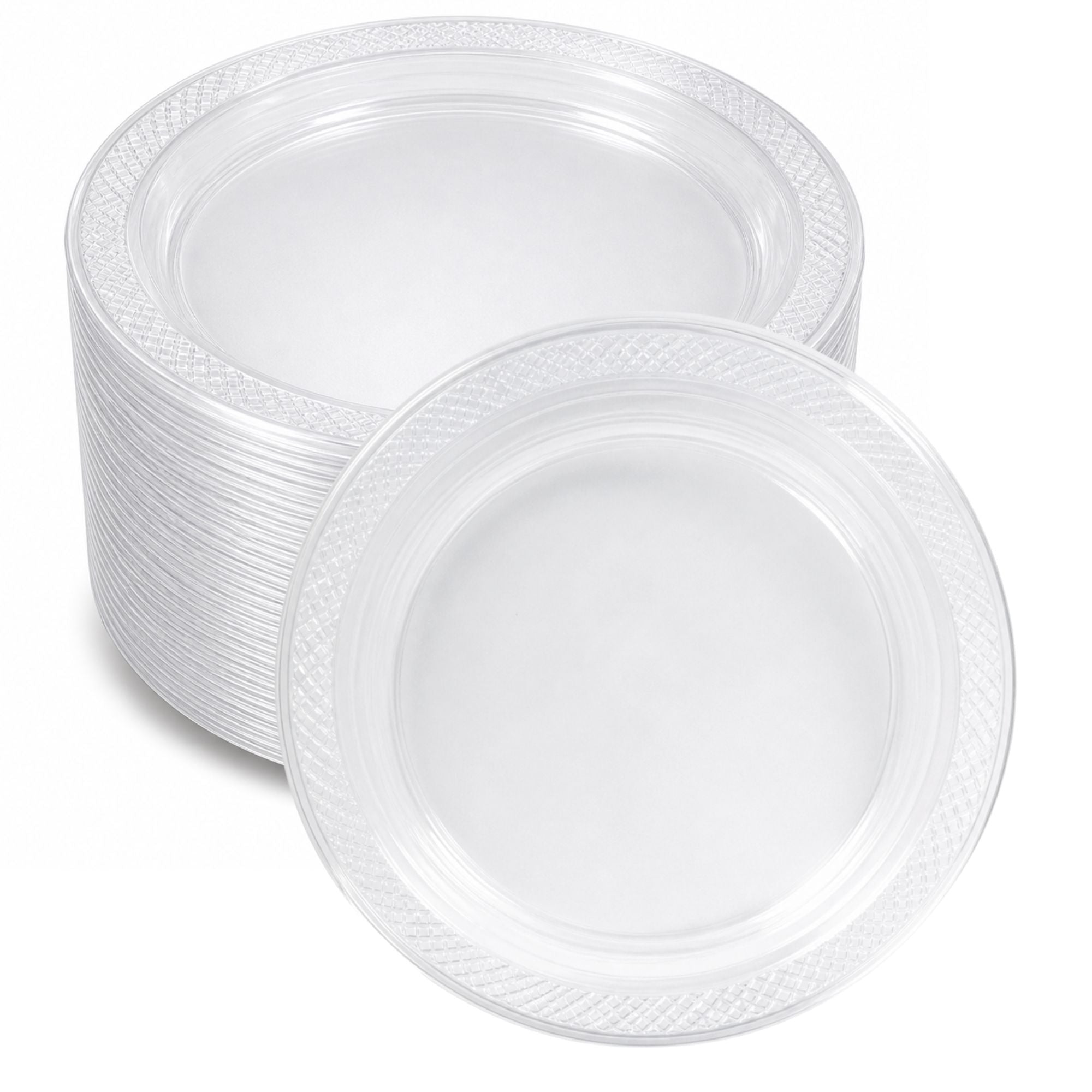 *BUY BULK* 9" Plates Clear Heavyweight Plastic Disposable