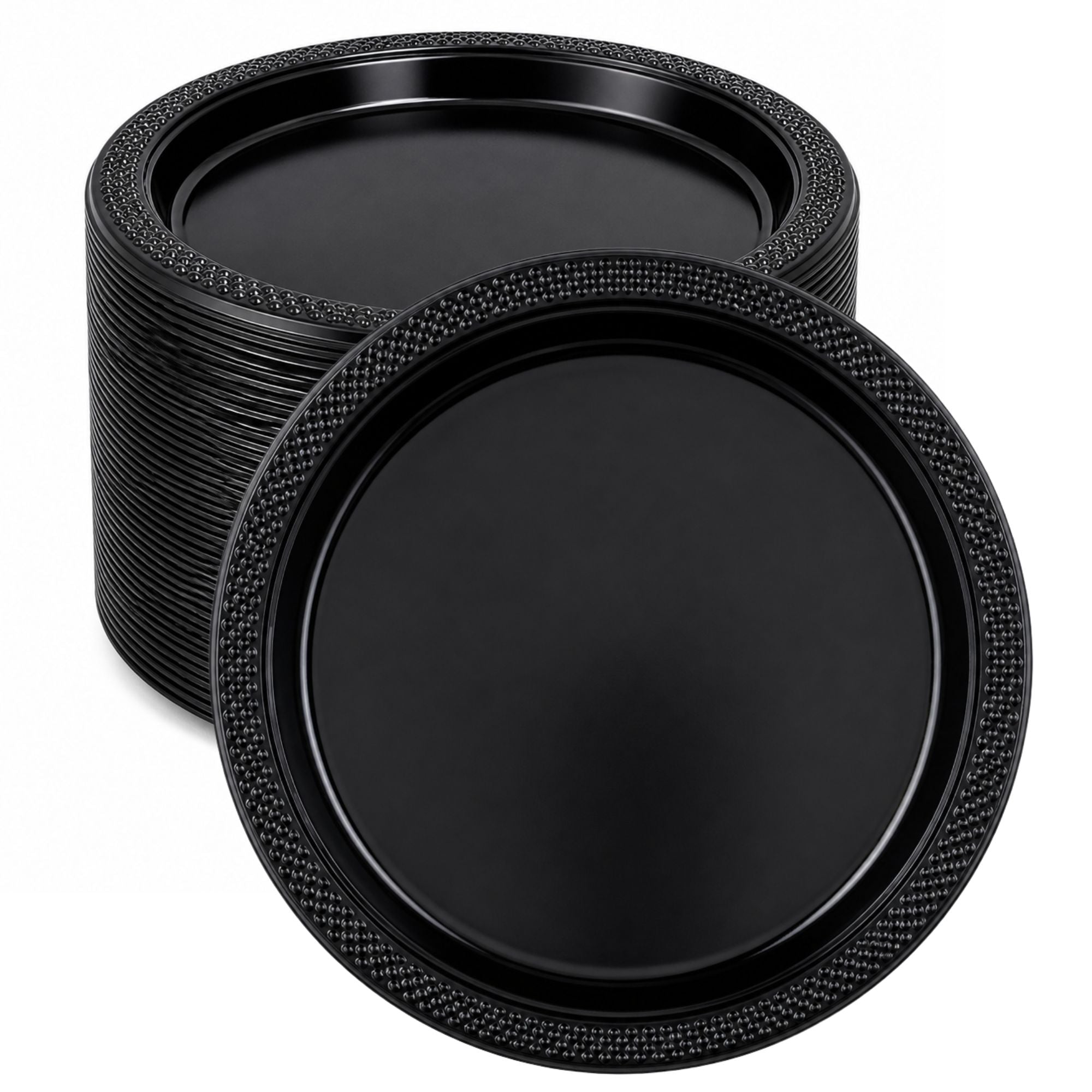*BUY BULK* 10" Black Plates Disposable Plastic
