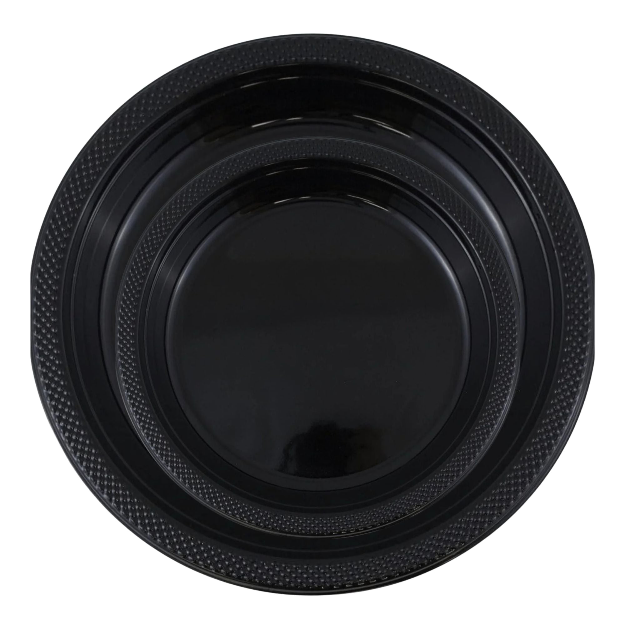 10" & 7" Black Disposable Plastic Plates Combo Set