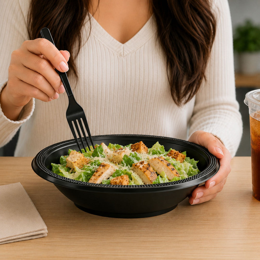 15oz Plastic Bowl Black ( 6-Pack)