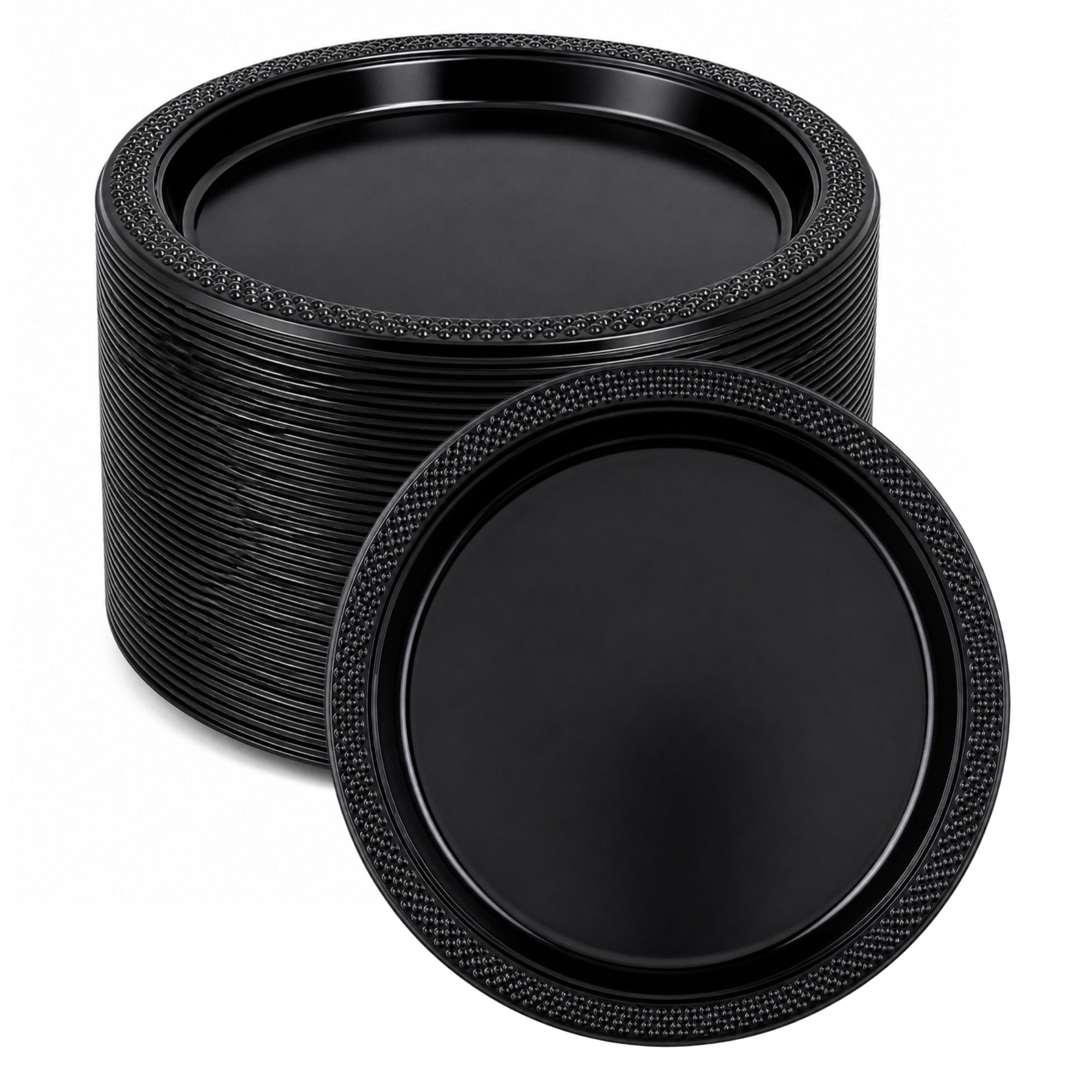 *BUY BULK* 7" Black Plates Disposable Plastic