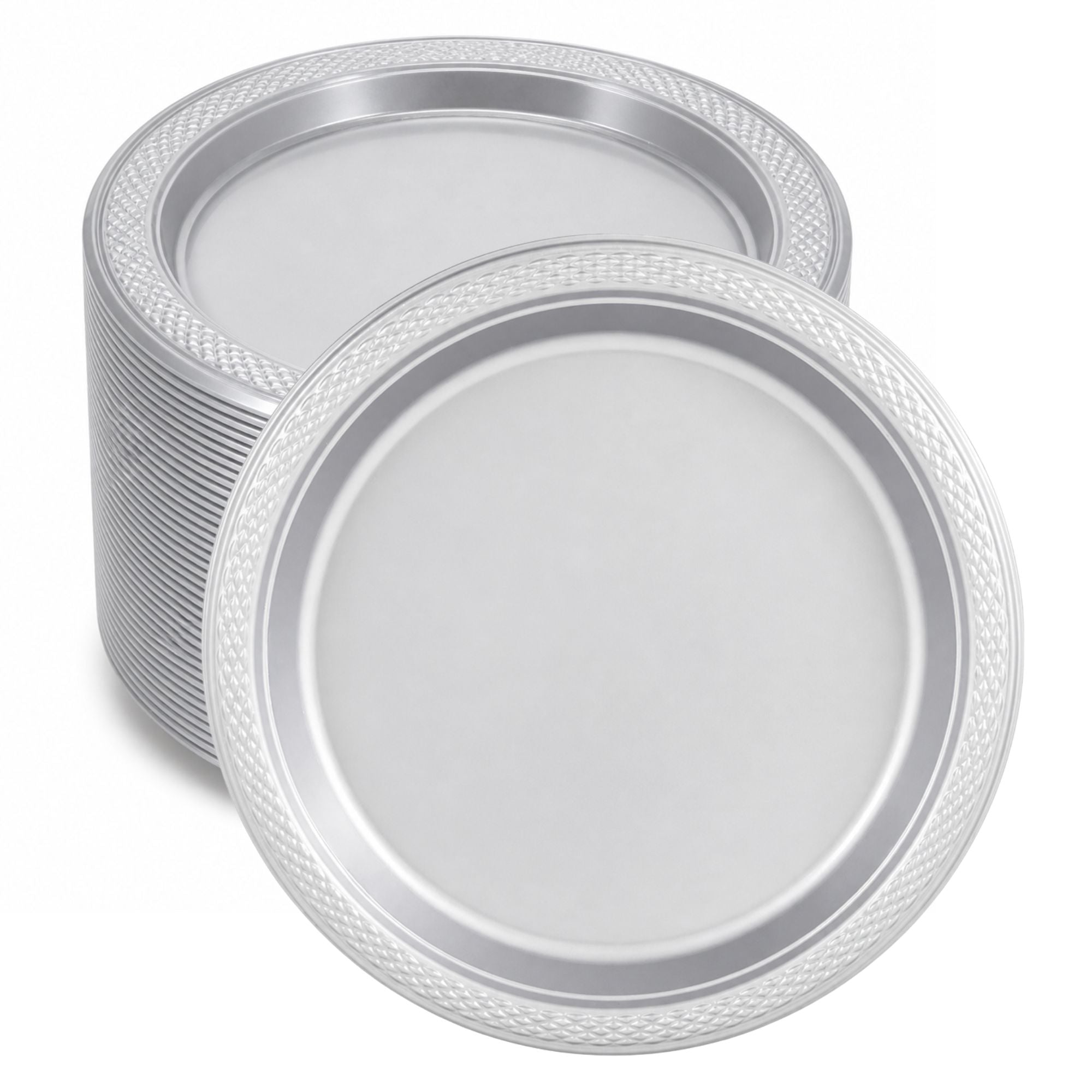 *BUY BULK* 10" Silver Plate Disposable Plastic