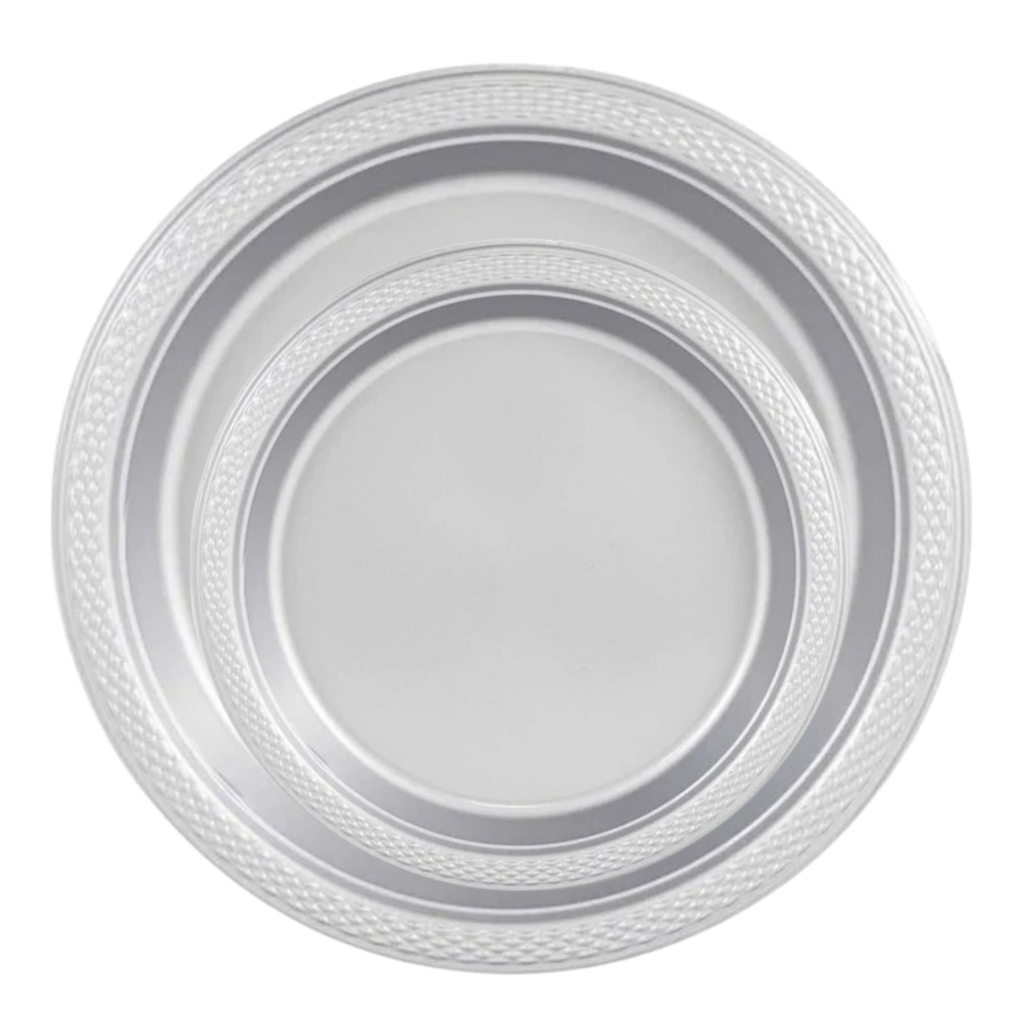 10" & 7" Silver Disposable Plastic Plates Combo Set