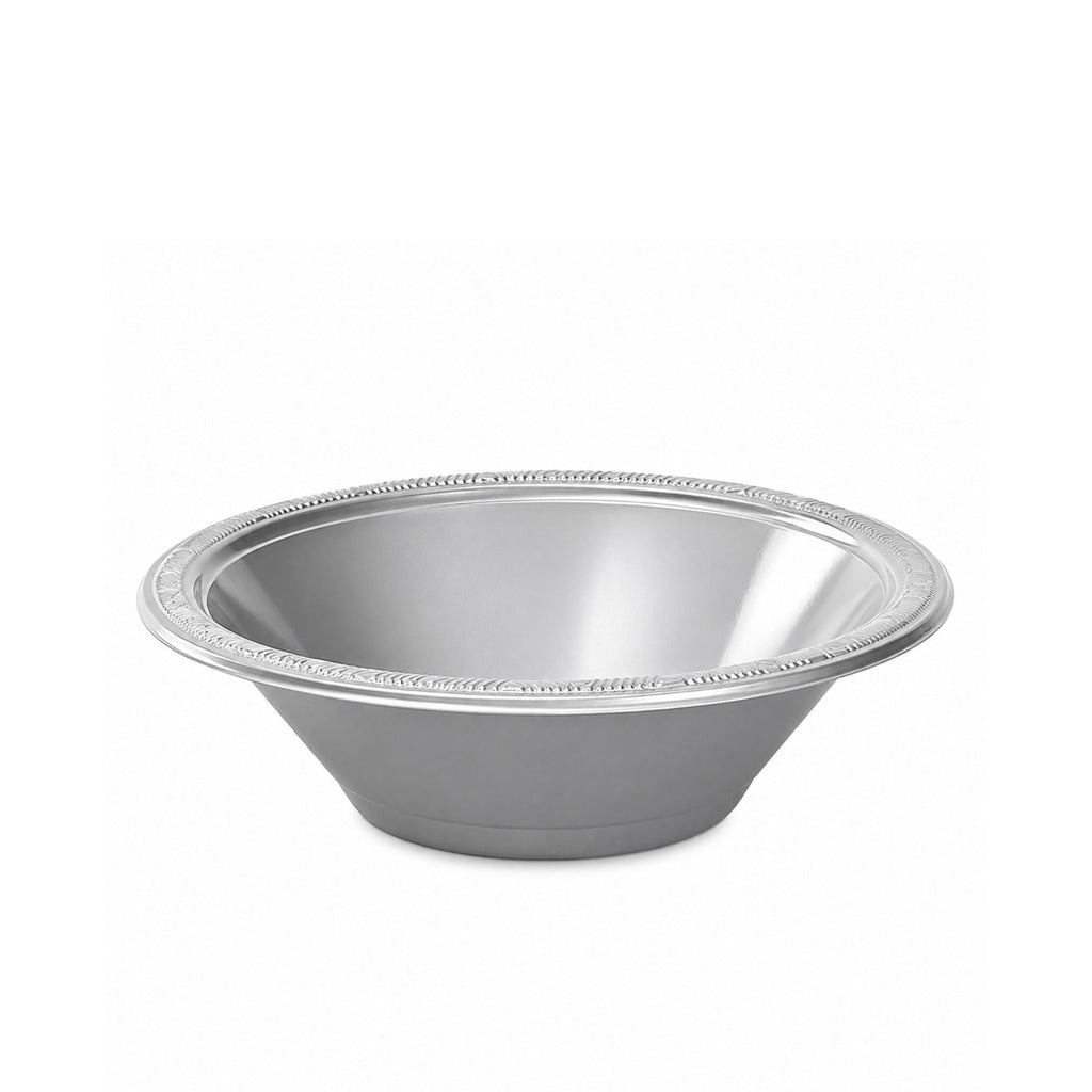 12oz Silver Plastic Bowl Disposable Party Serving Bowls