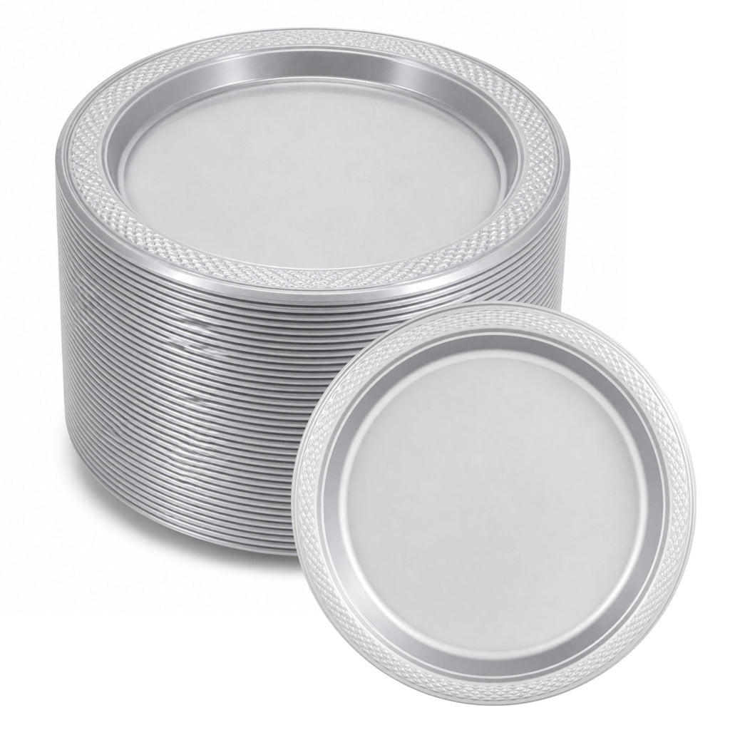 *BUY BULK* 7" Plates Silver Disposable  Plastic