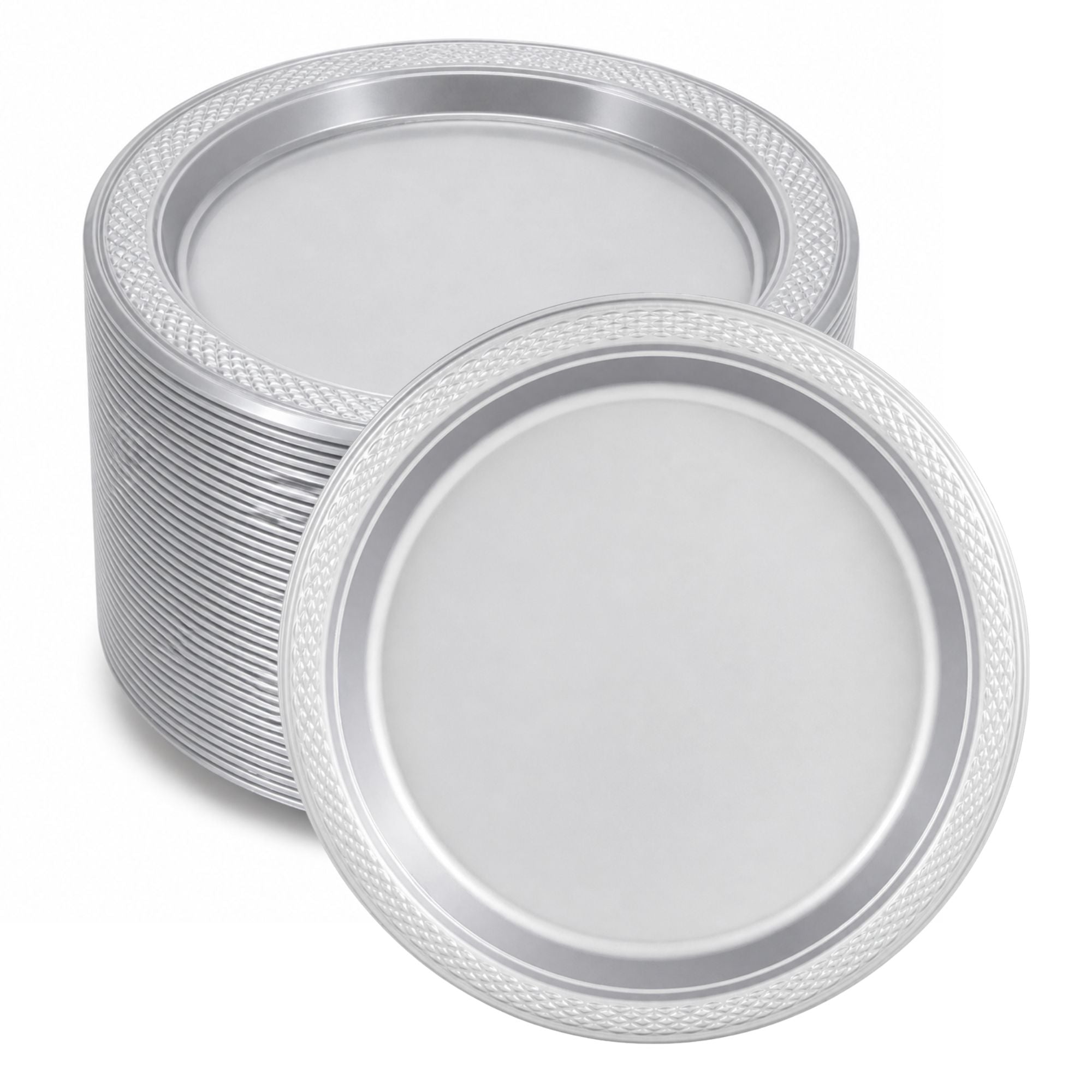 *BUY BULK* 9" Silver Plate Disposable Plastic