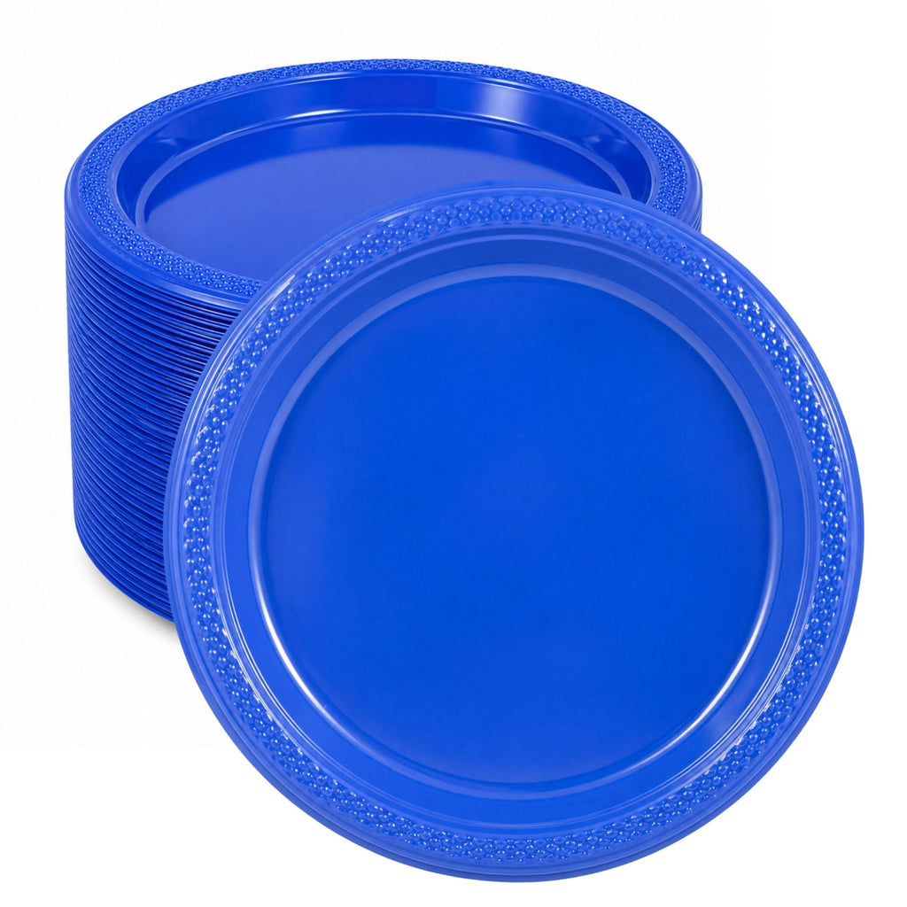*BUY BULK* 10" Blue Plate Disposable Plastic