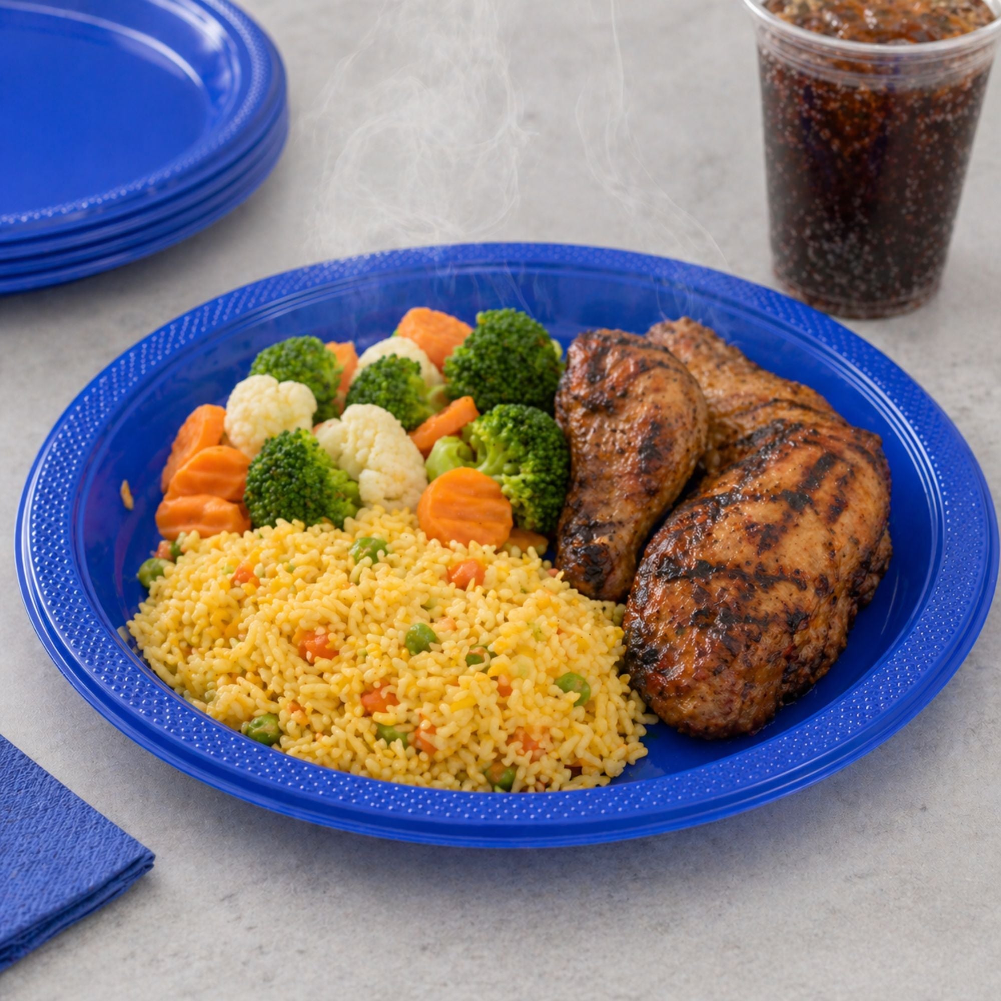 *BUY BULK* 10" Blue Plate Disposable Plastic