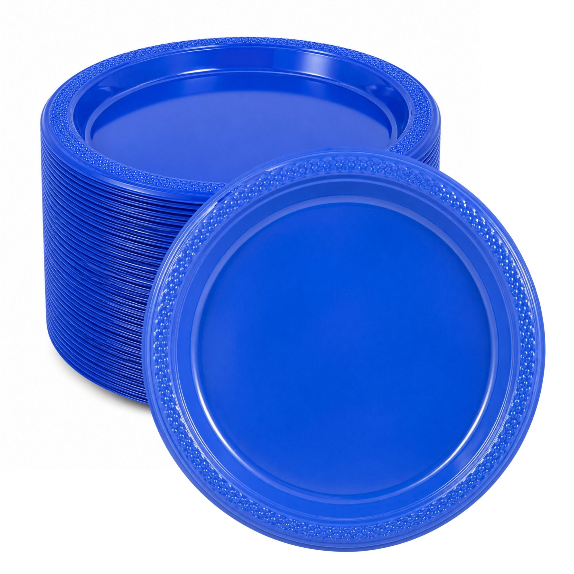*BUY BULK* 9" Blue Plastic Plates Disposable Plastic