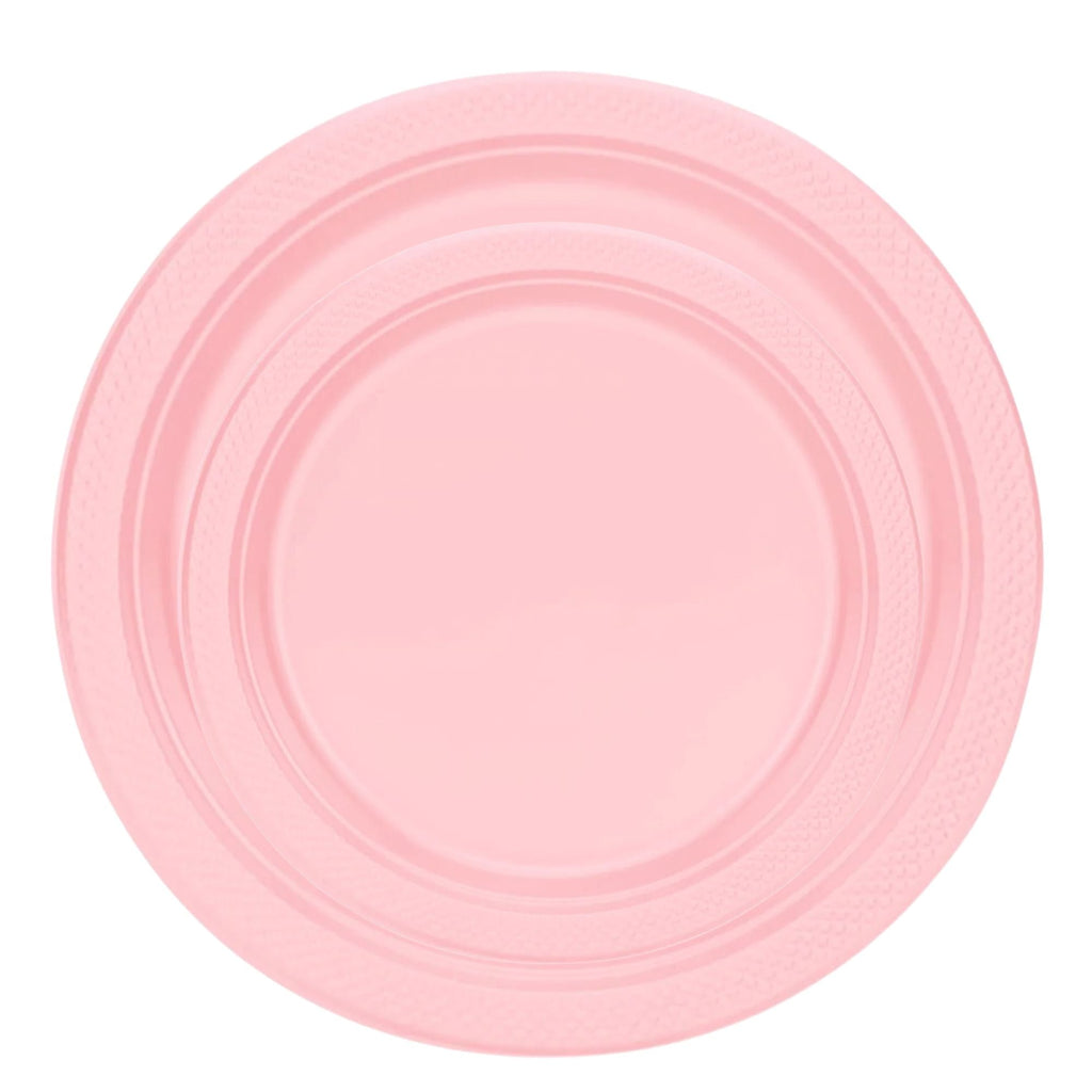 10" & 7" Pink Disposable Plastic Plates Combo Set