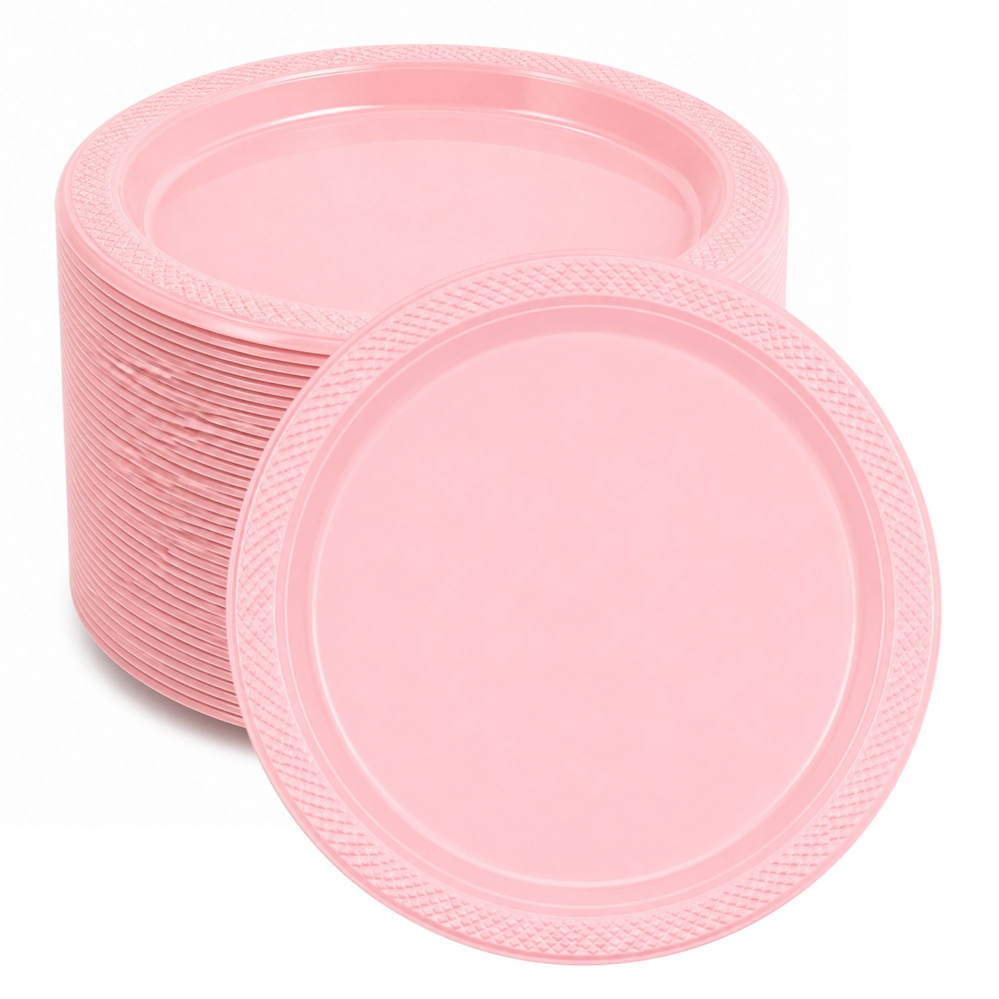 *BUY BULK* 9" Plastic Pink Plates Disposable
