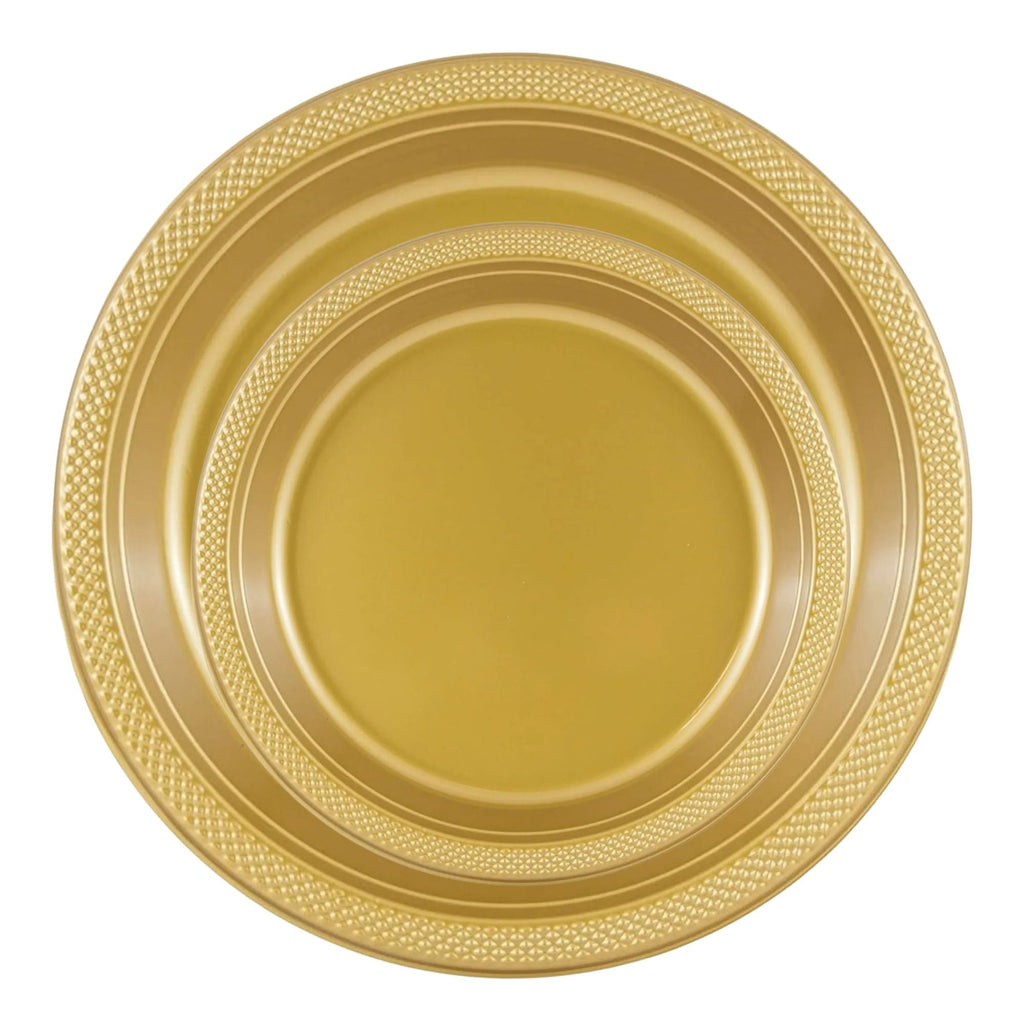 10" & 7" Gold Disposable Plastic Plates Combo Set