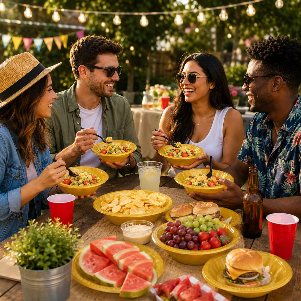 Disposable 15oz Gold Plastic Bowls | Durable & BPA-Free Plastic