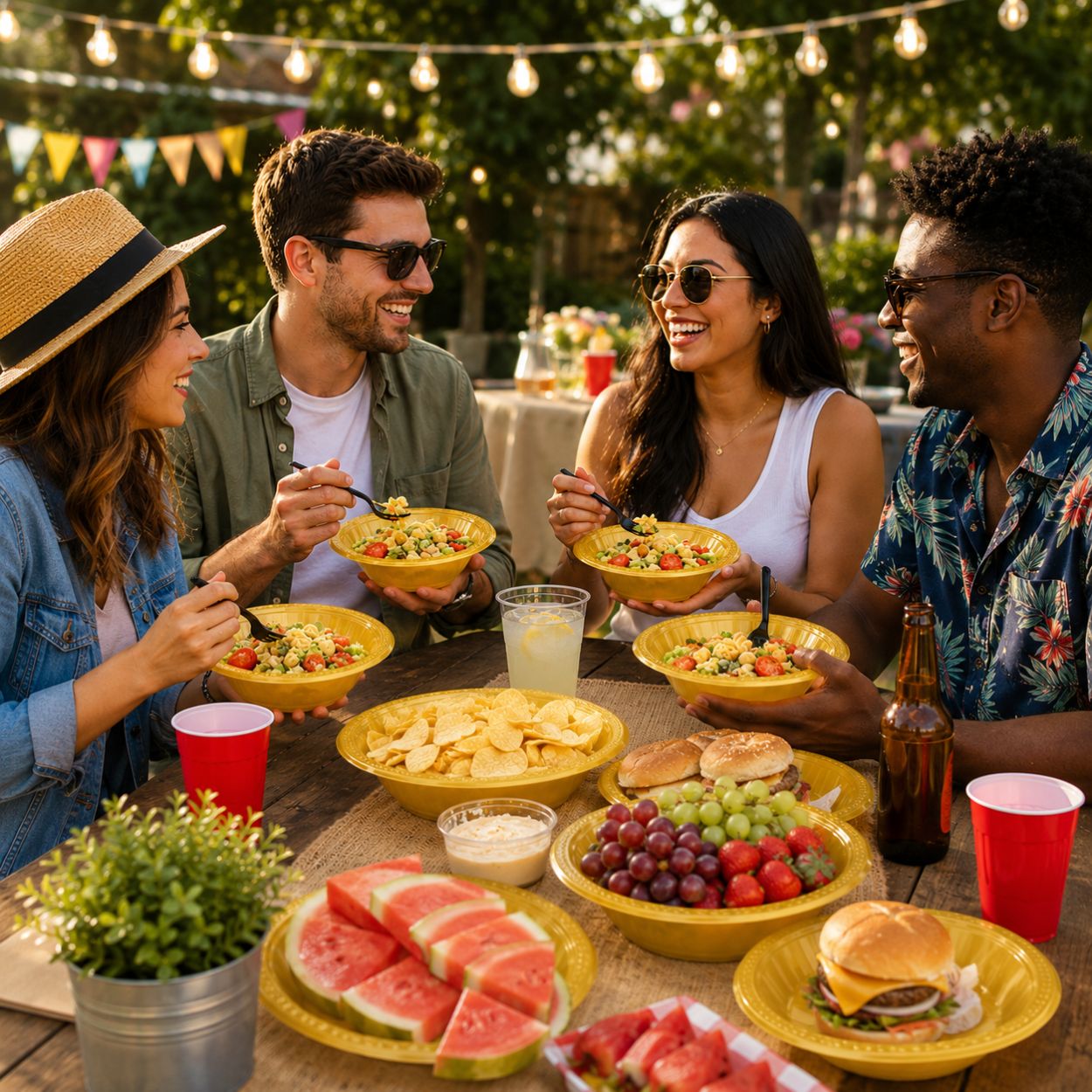 Disposable 15oz Gold Plastic Bowls | Durable & BPA-Free Plastic