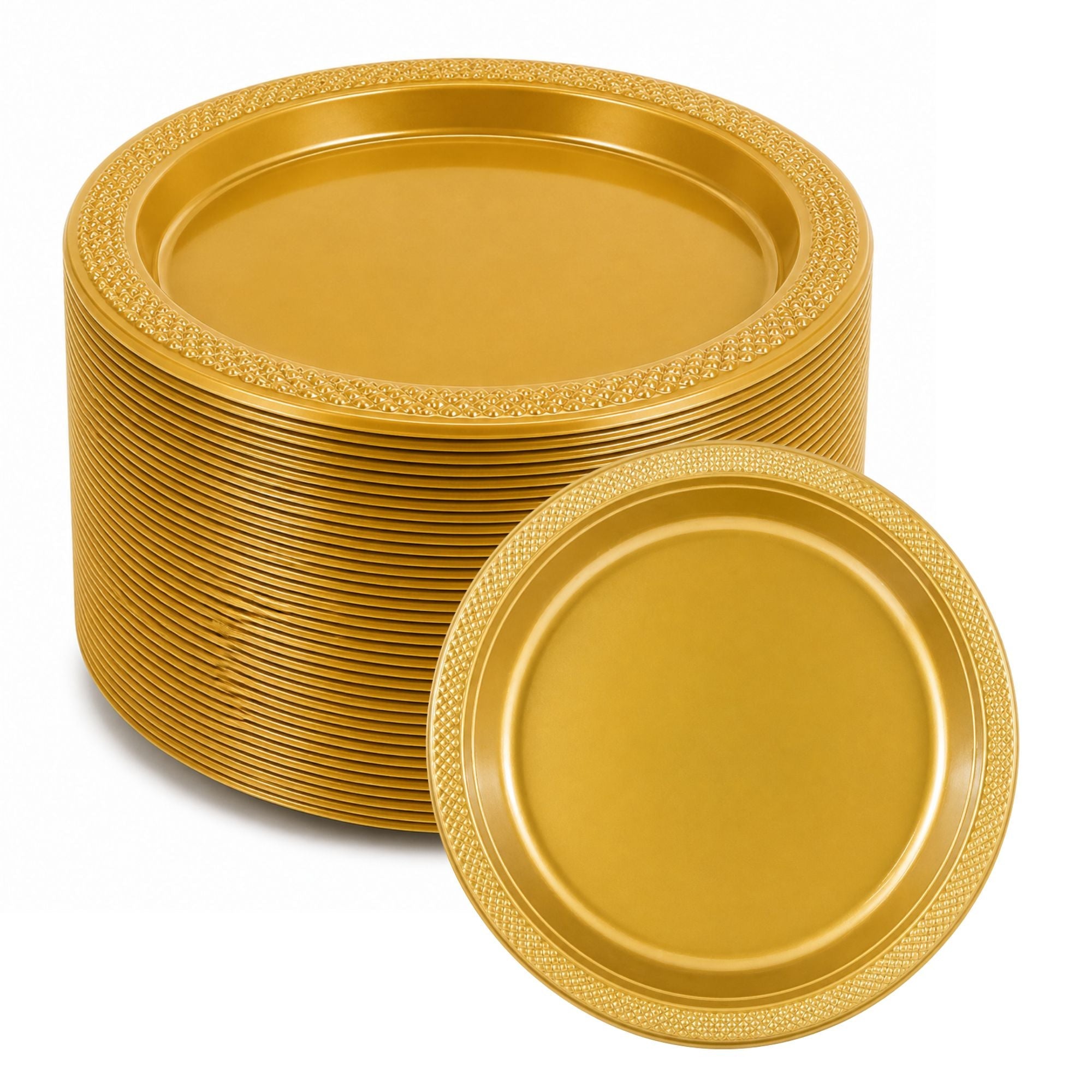 *BUY BULK* 7" Gold Plate Disposable Plastic