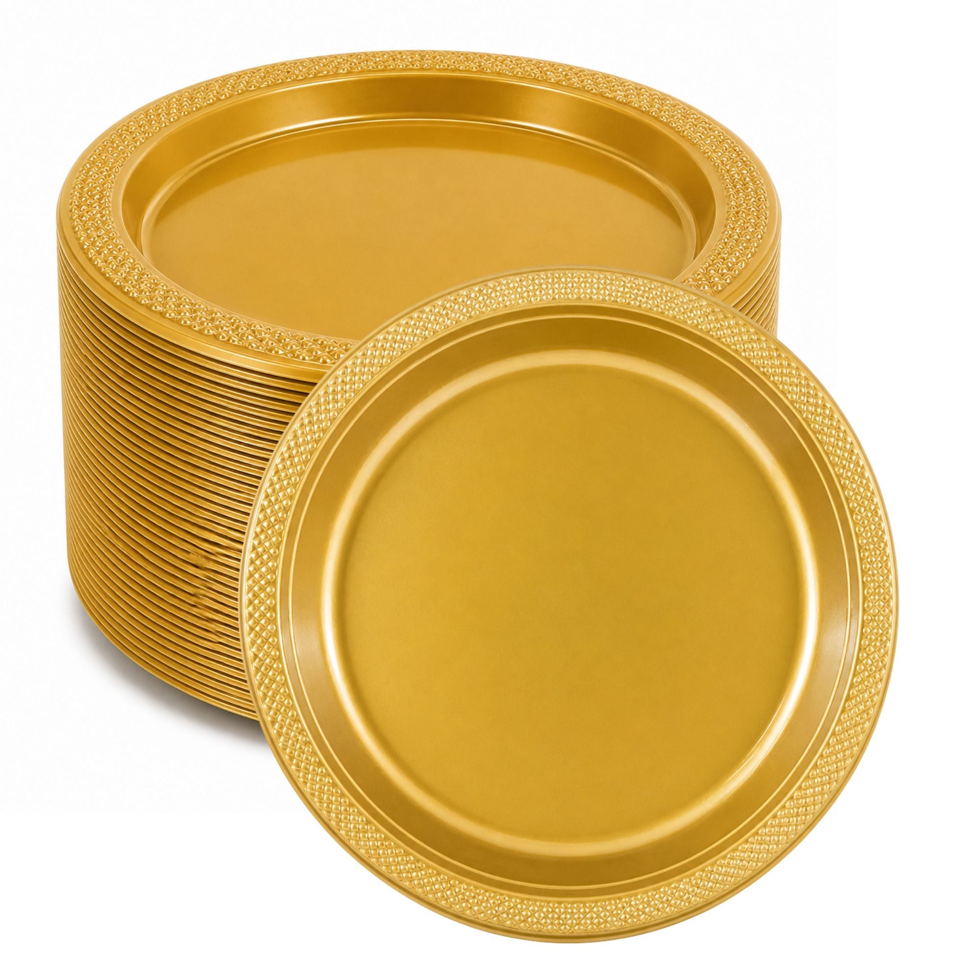 *BUY BULK* 9" Plastic Gold Plate Disposable