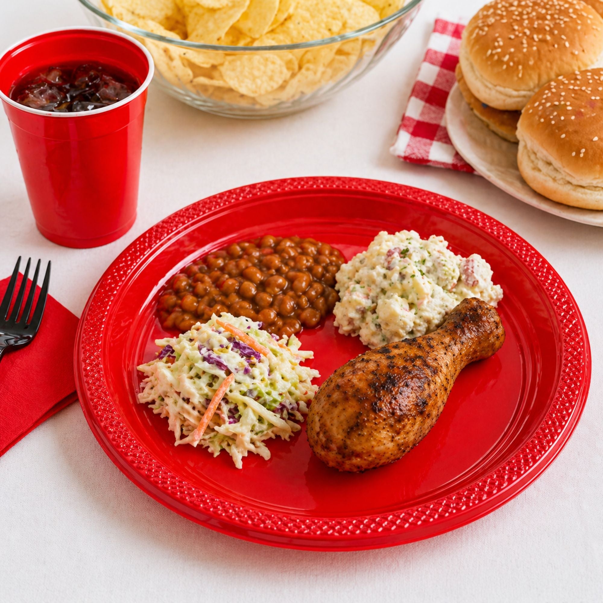 *BUY BULK* 10" Red Plate Disposable Plastic