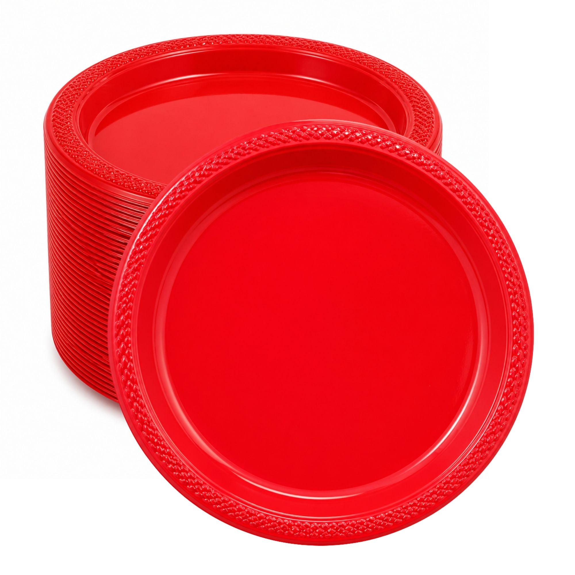 *BUY BULK* 10" Red Plate Disposable Plastic