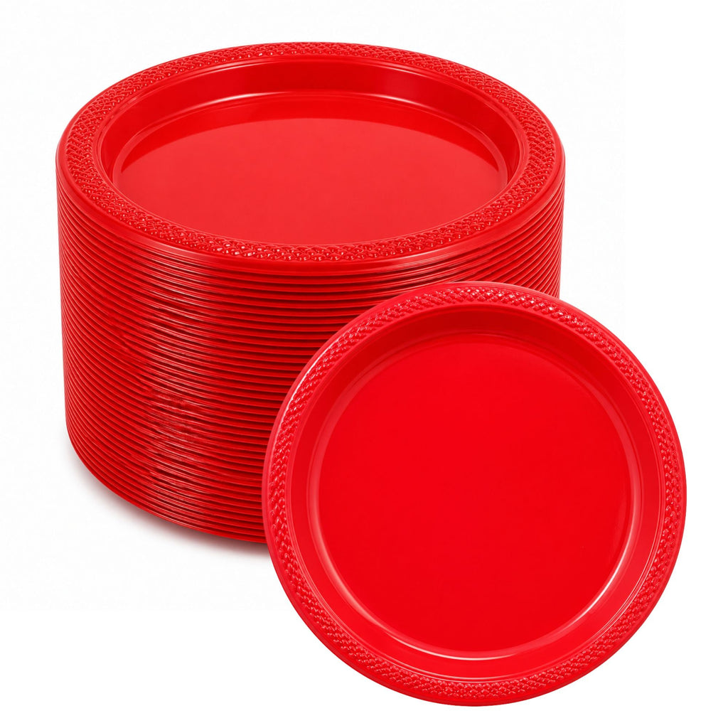 *BUY BULK* 7" Plates Red Disposable Plastic