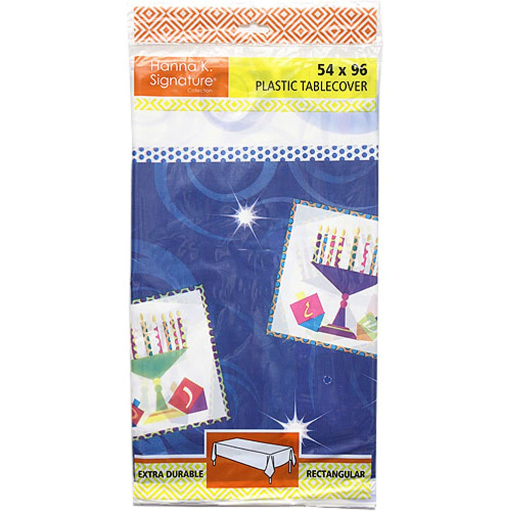 54"X 96" Rectangular Plastic Table Cloth Chanukah 1 Pack