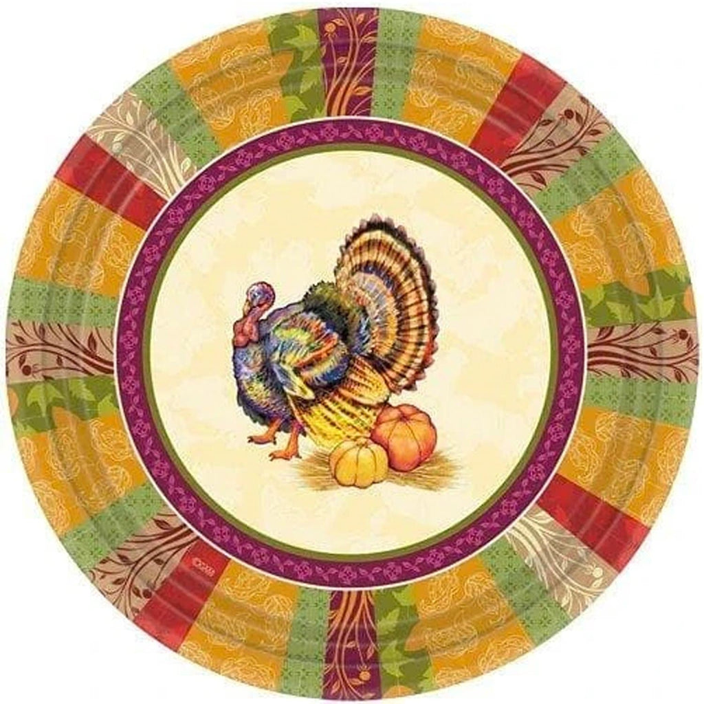 10.25"Paper Dinner Plates Fall Turkey 8 Pack