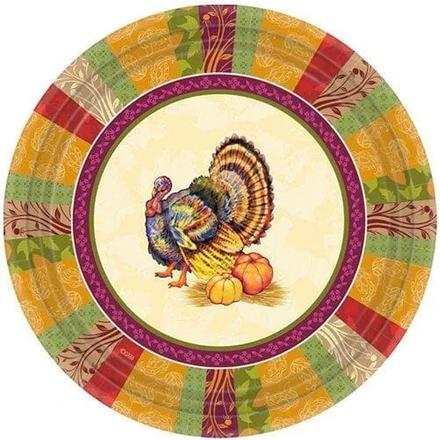 10.25"Paper Dinner Plates Fall Turkey 8 Pack