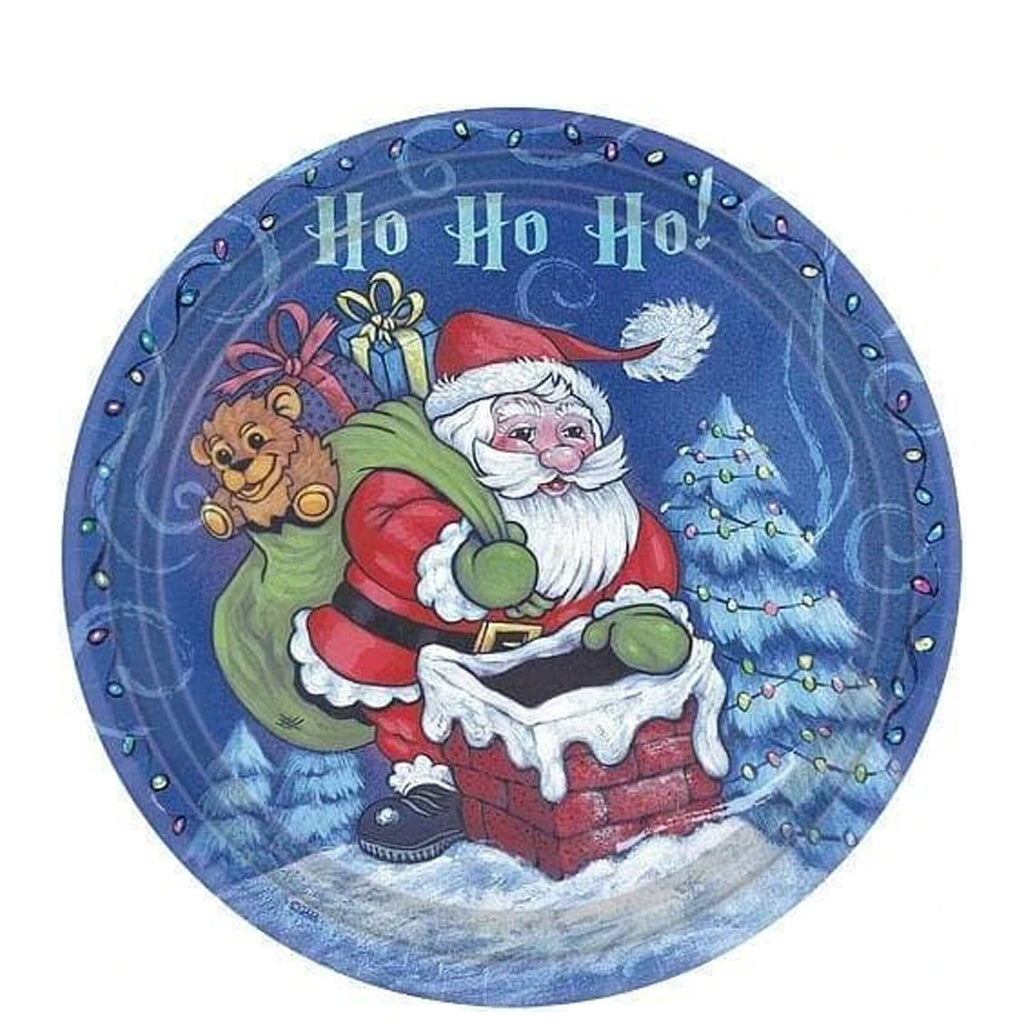 7" Heavyweight Paper Plates Christmas Santa 16 count