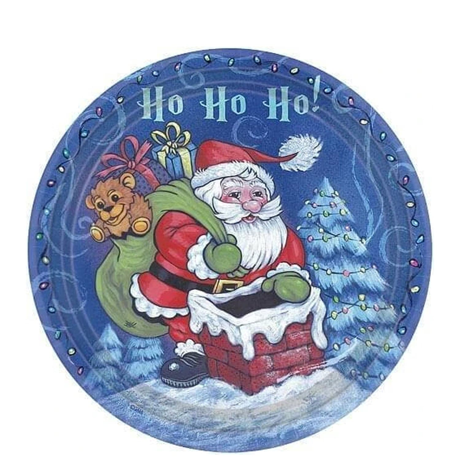 7" Heavyweight Paper Plates Christmas Santa 16 count